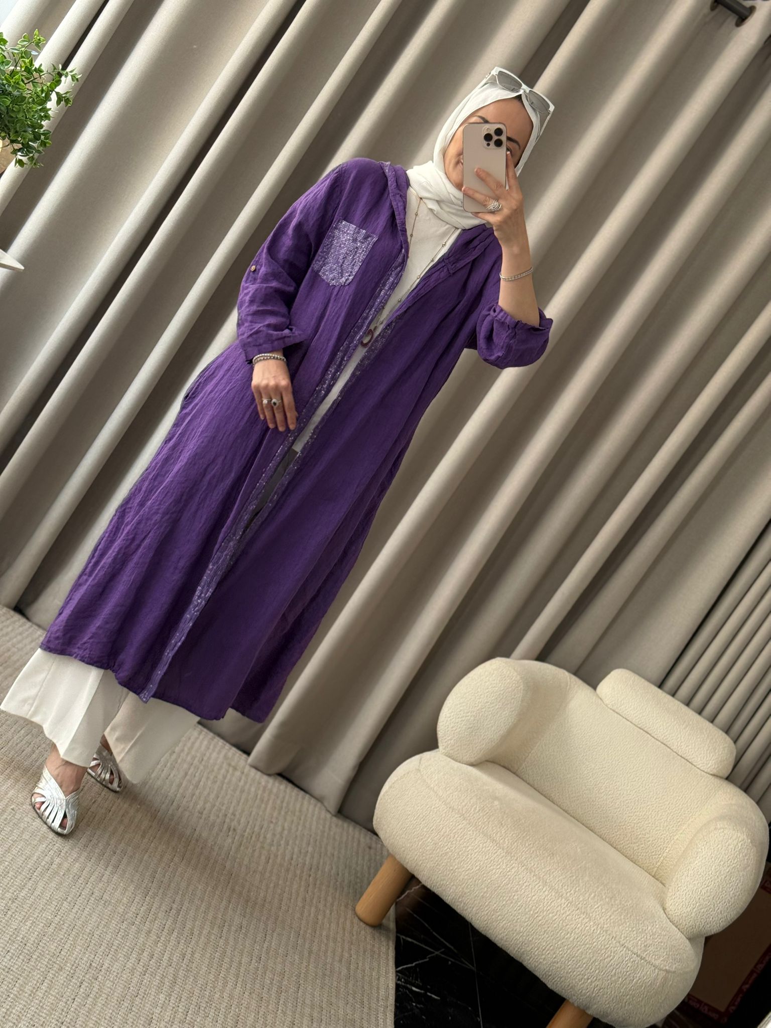 İthal Keten Kap - Mor