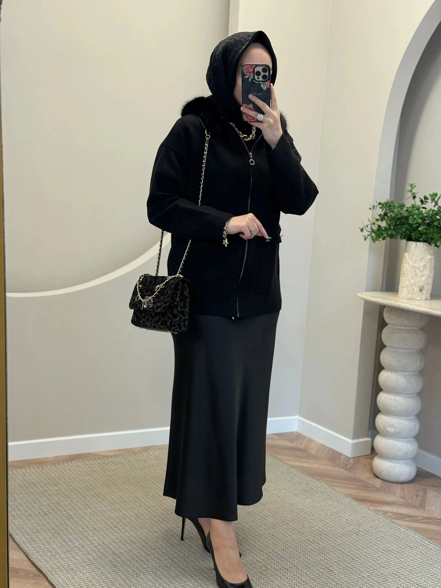 Sentez Yeni Sezon Saten Etek - Siyah