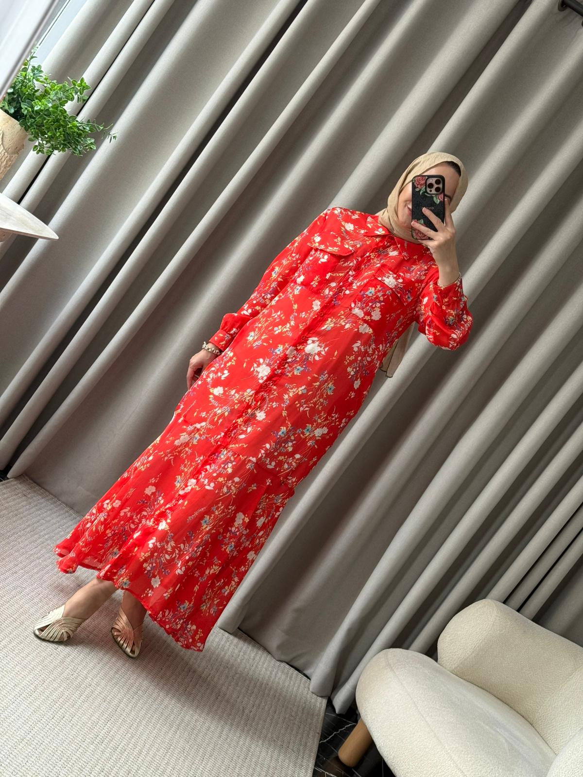 Bm Şifon Desenli Elbise