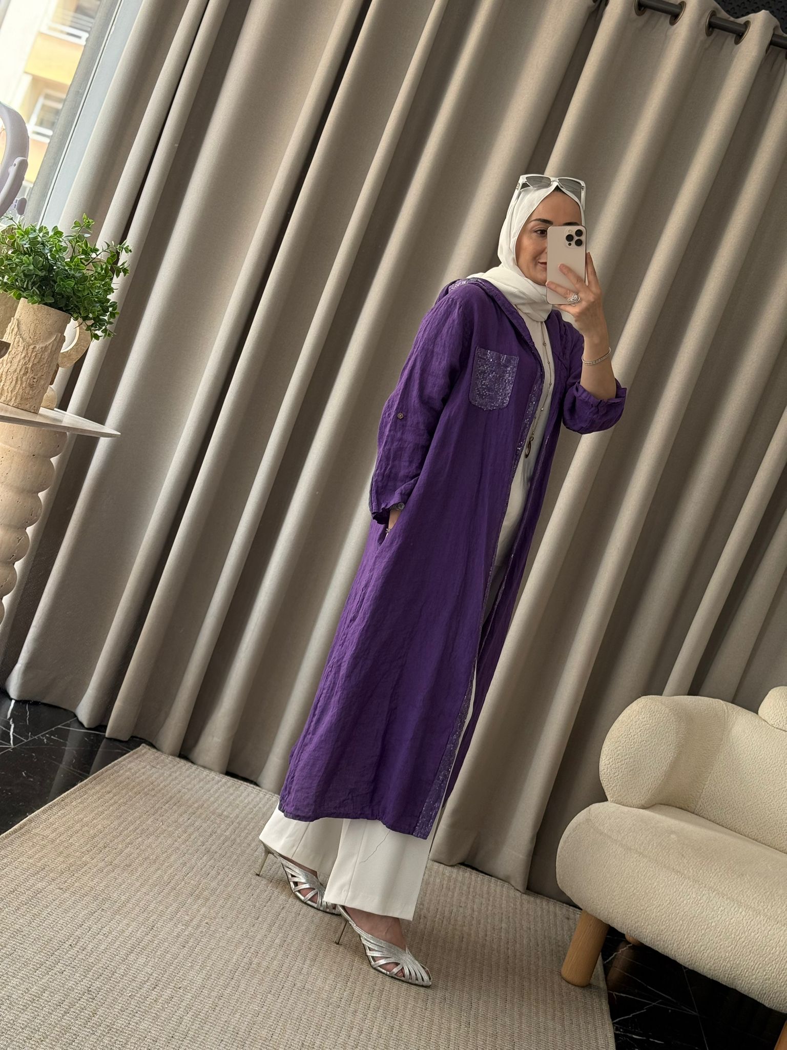 İthal Keten Kap - Mor