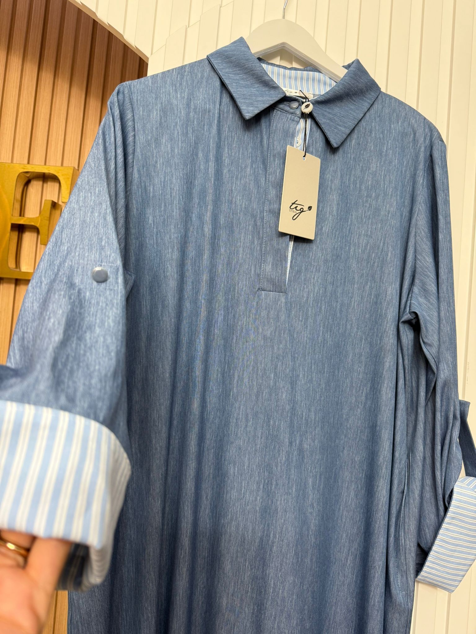 Tığ Triko İnce Denim Elbise