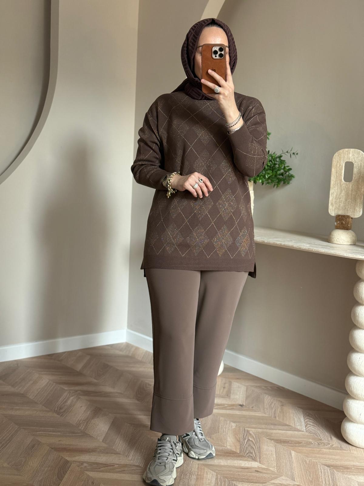 Sentez  Love Yandan Fermuarlı Pantolon- Vizon