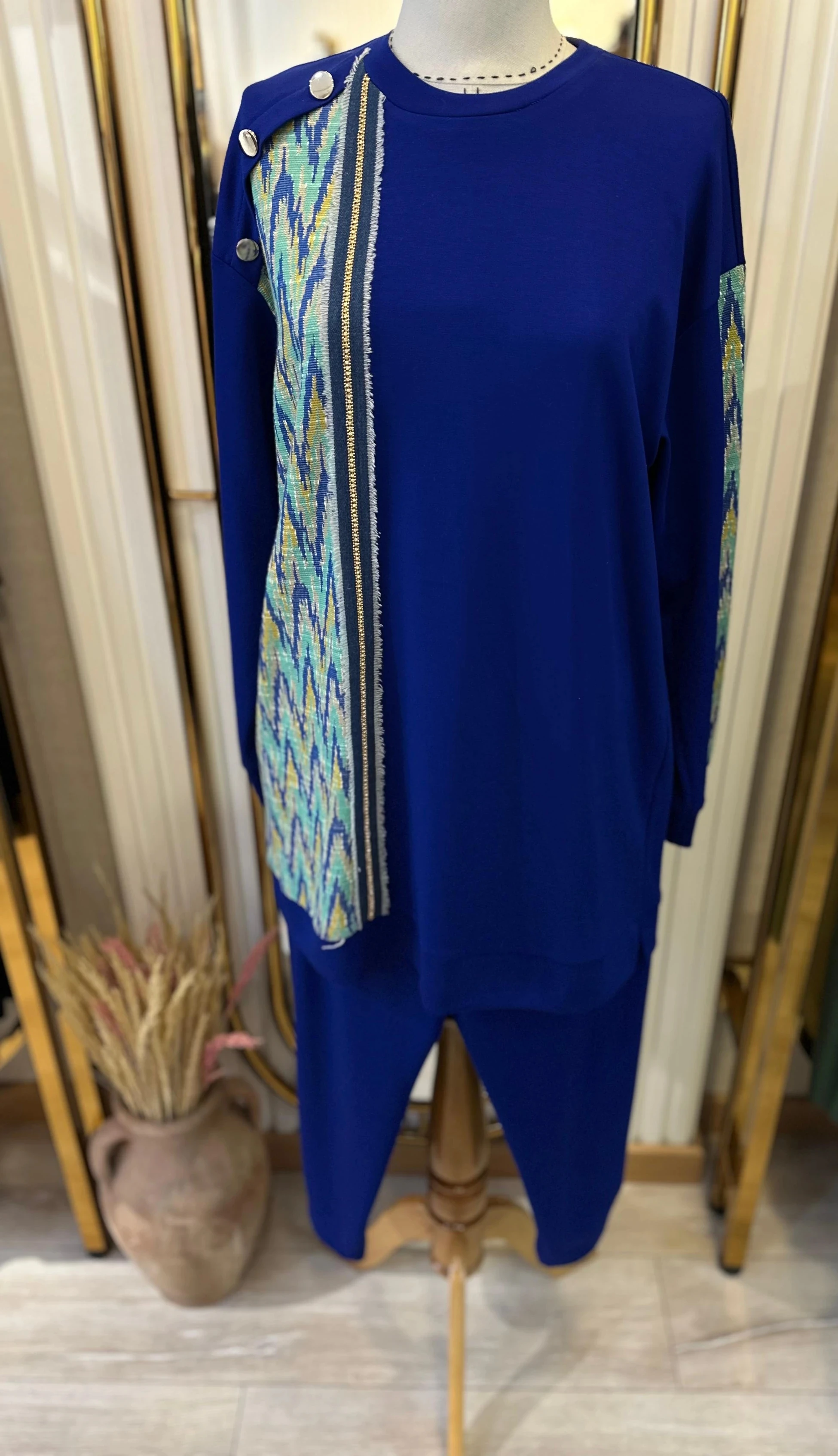 Qmash Gold Düğmeli Takım - Saks