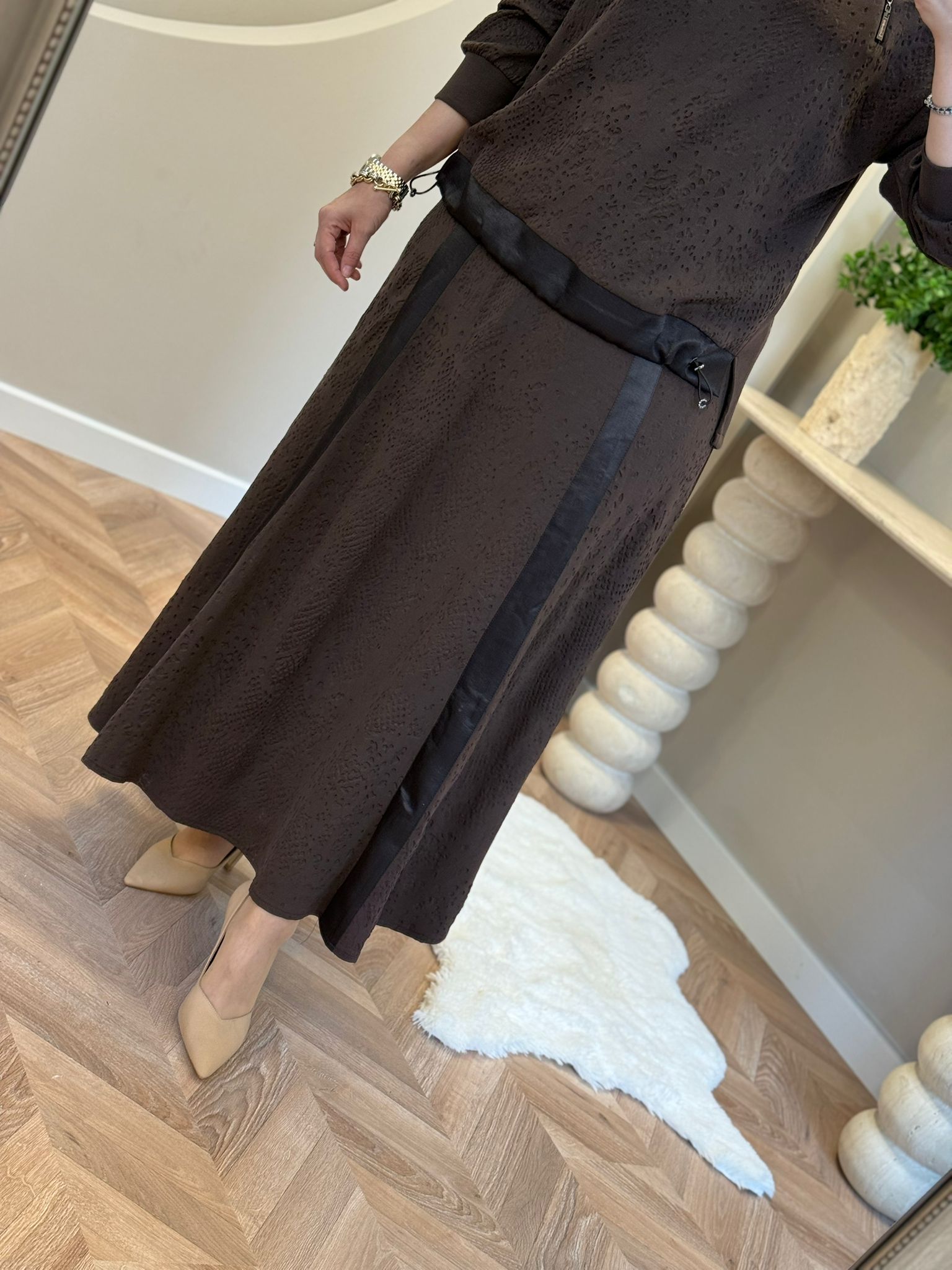 Lissmore Kabartma Desen Takım - Kahverengi