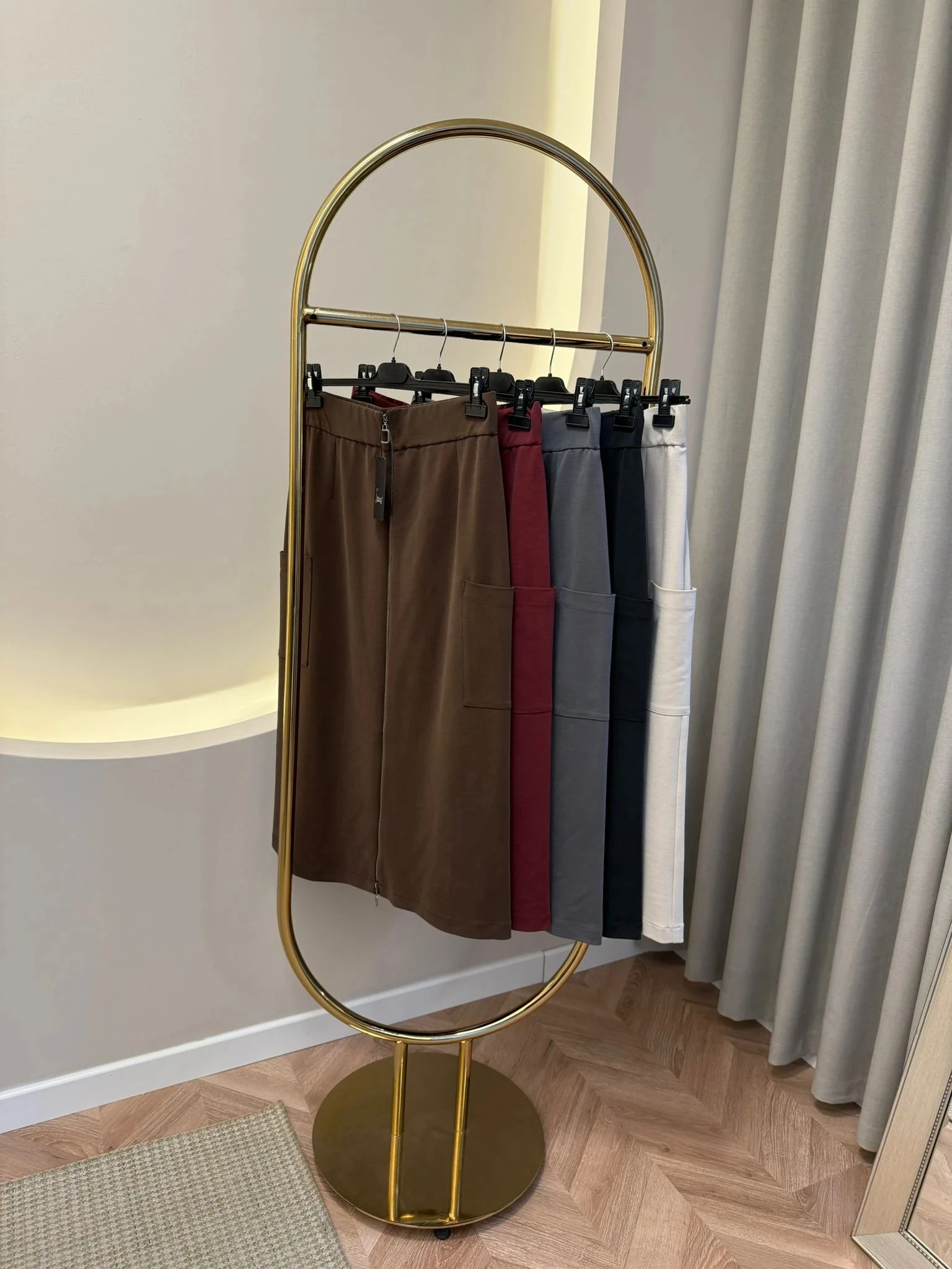 Sentez Cep Detaylı Fermuarlı Etek - Taş