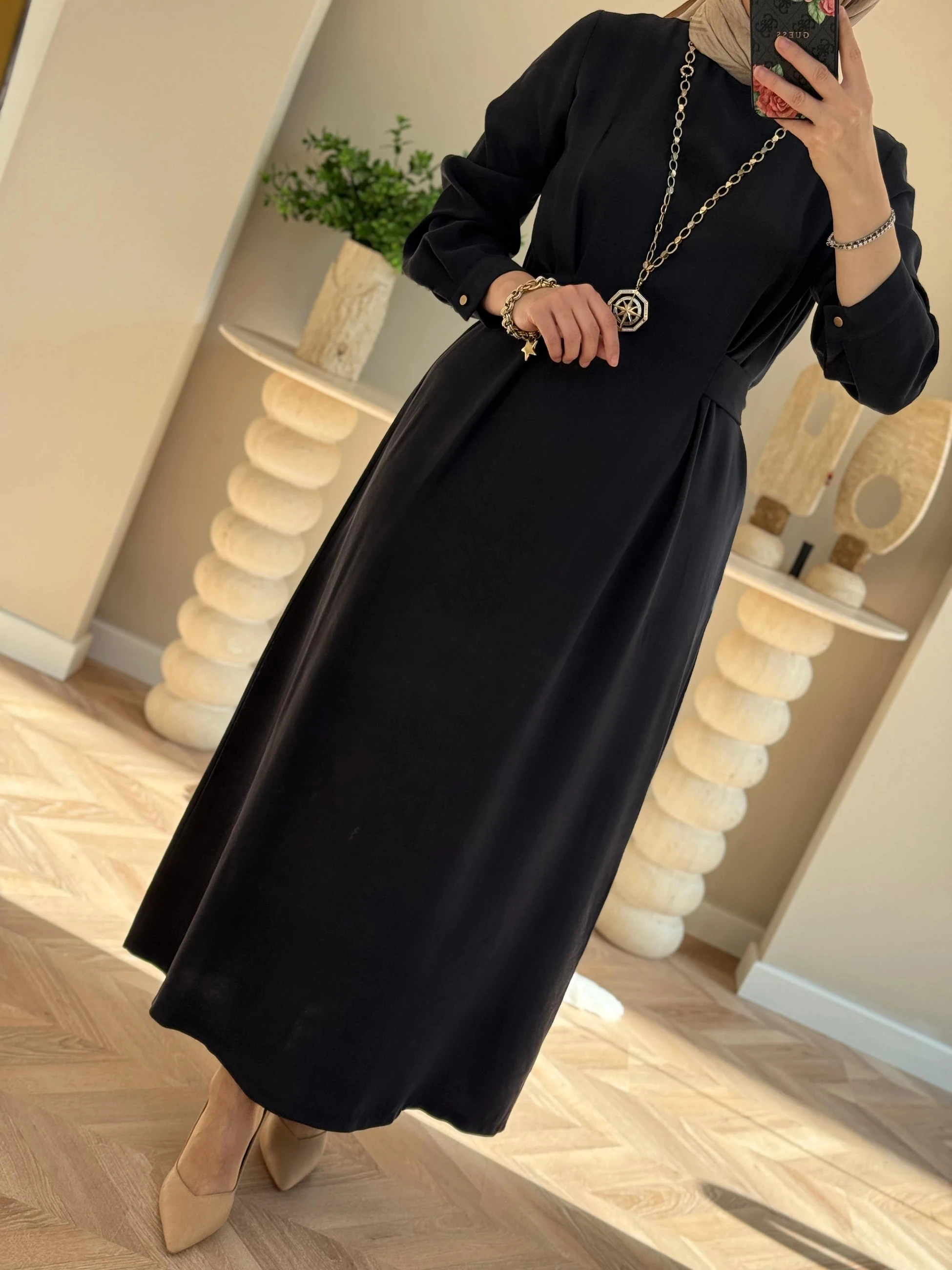 Nuss Bel Bağlamalı Elbise - Lacivert