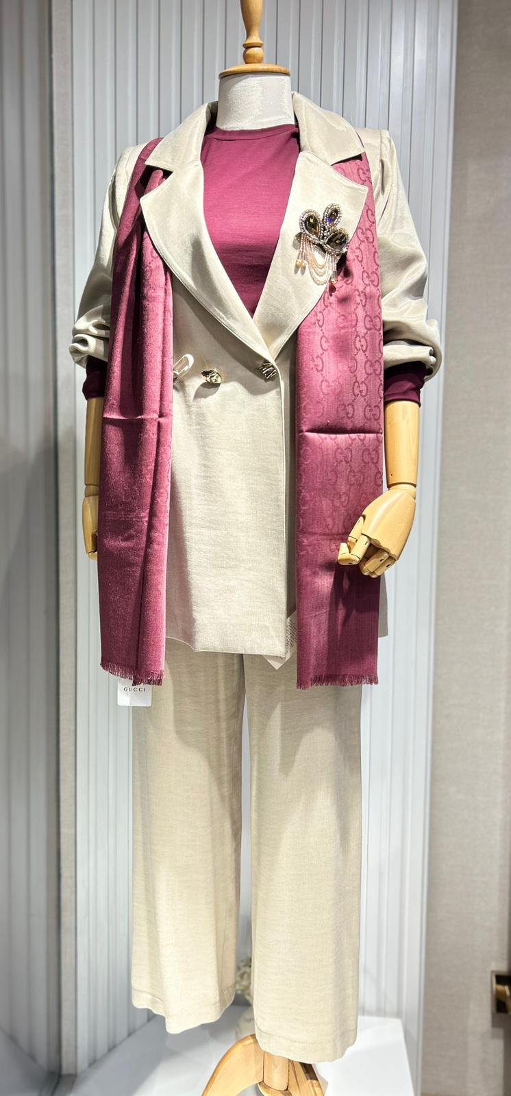 Otto İpek Cupra Astarlı Ceket Pantolon Takım - Bej