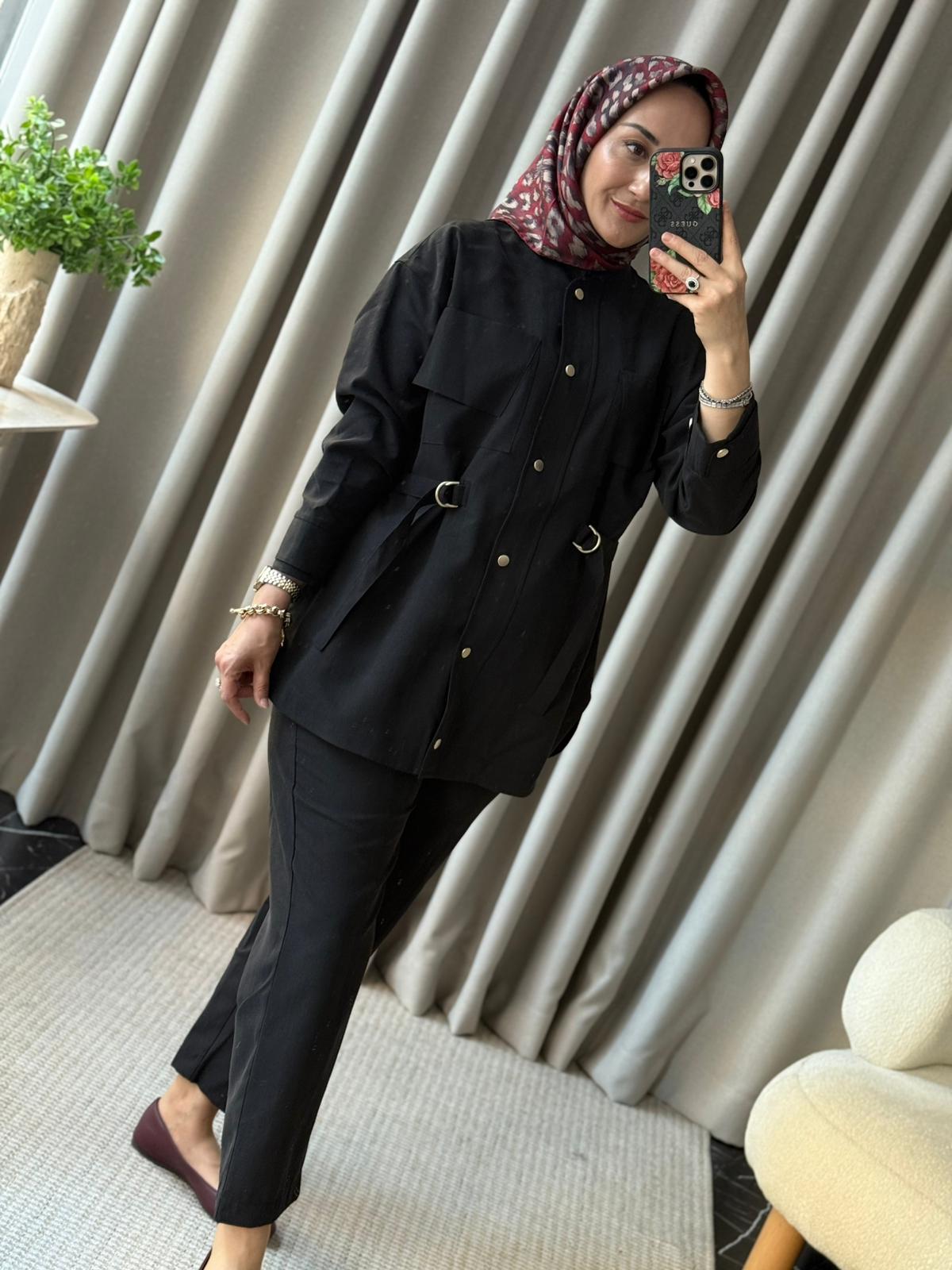 Ghisa Bel Detaylı Takım - Siyah