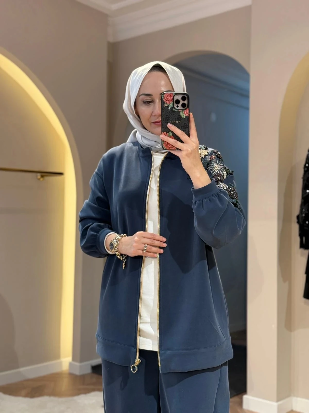 Ghisa Tek Omuz İşlemeli Pantolon Takım - Petrol