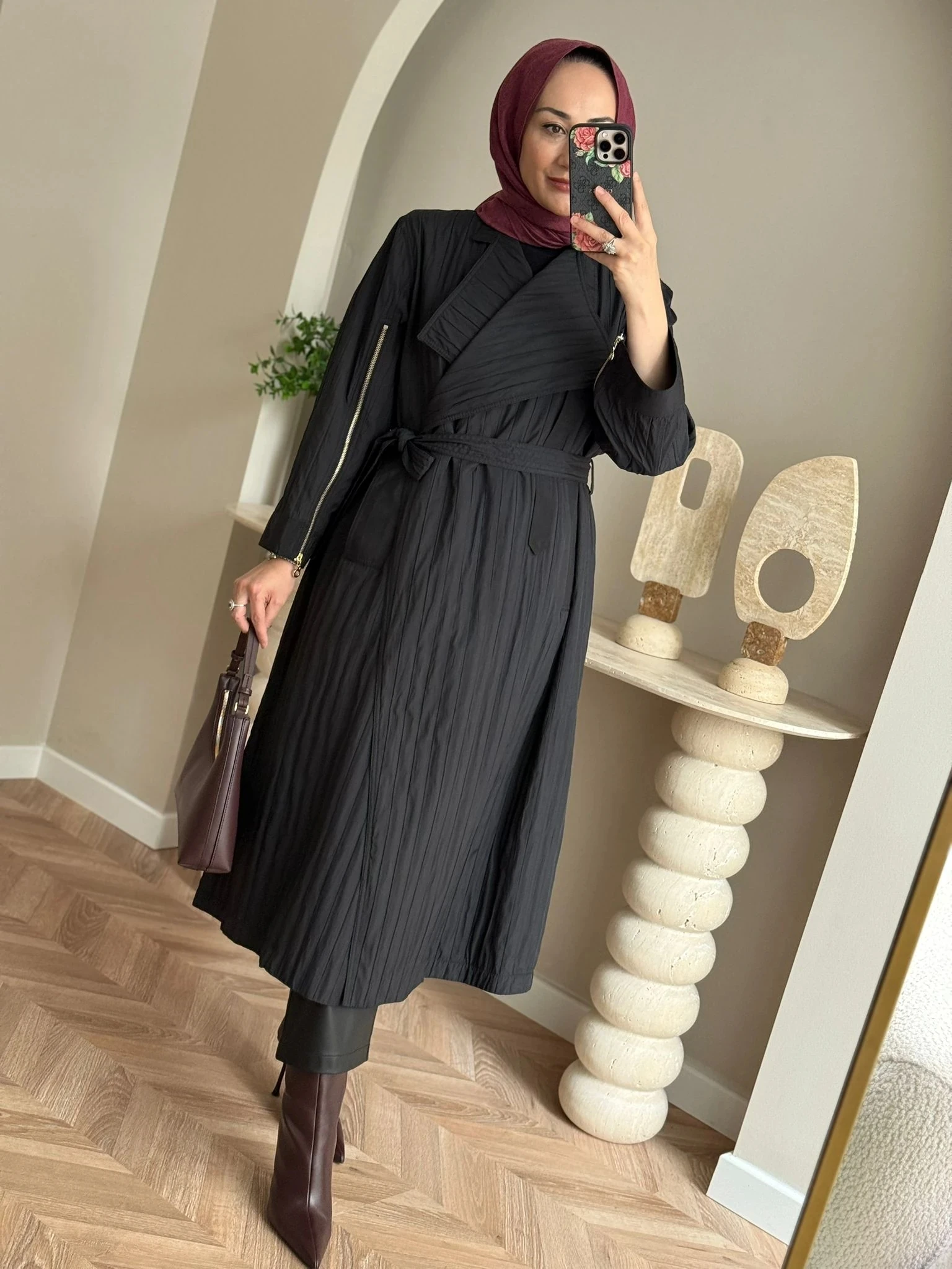 Ghisa Kol Fermuar Detaylı Kap - Siyah