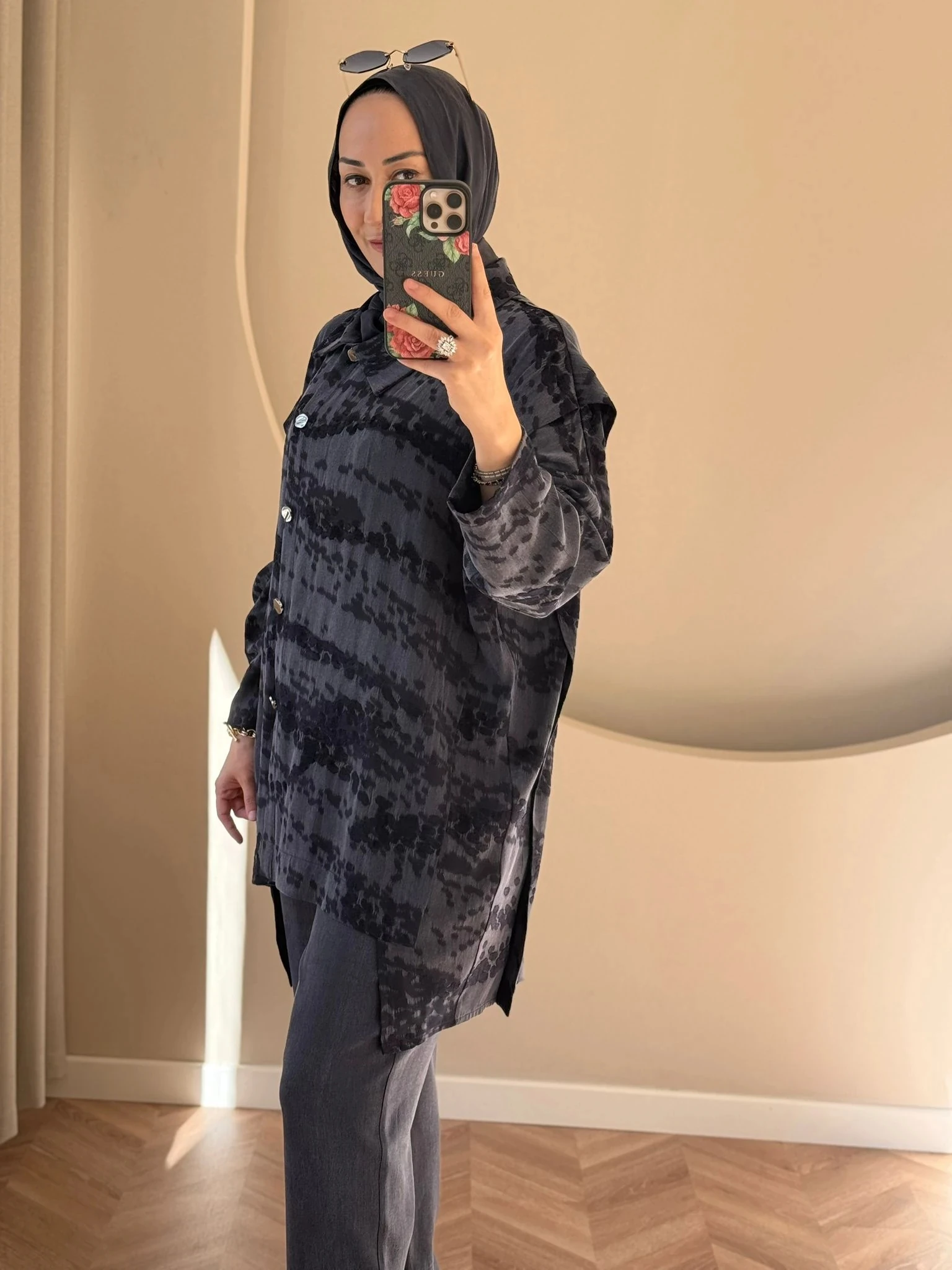 Tığ Triko Asimetrik Ön Detaylı Takım - Lacivert