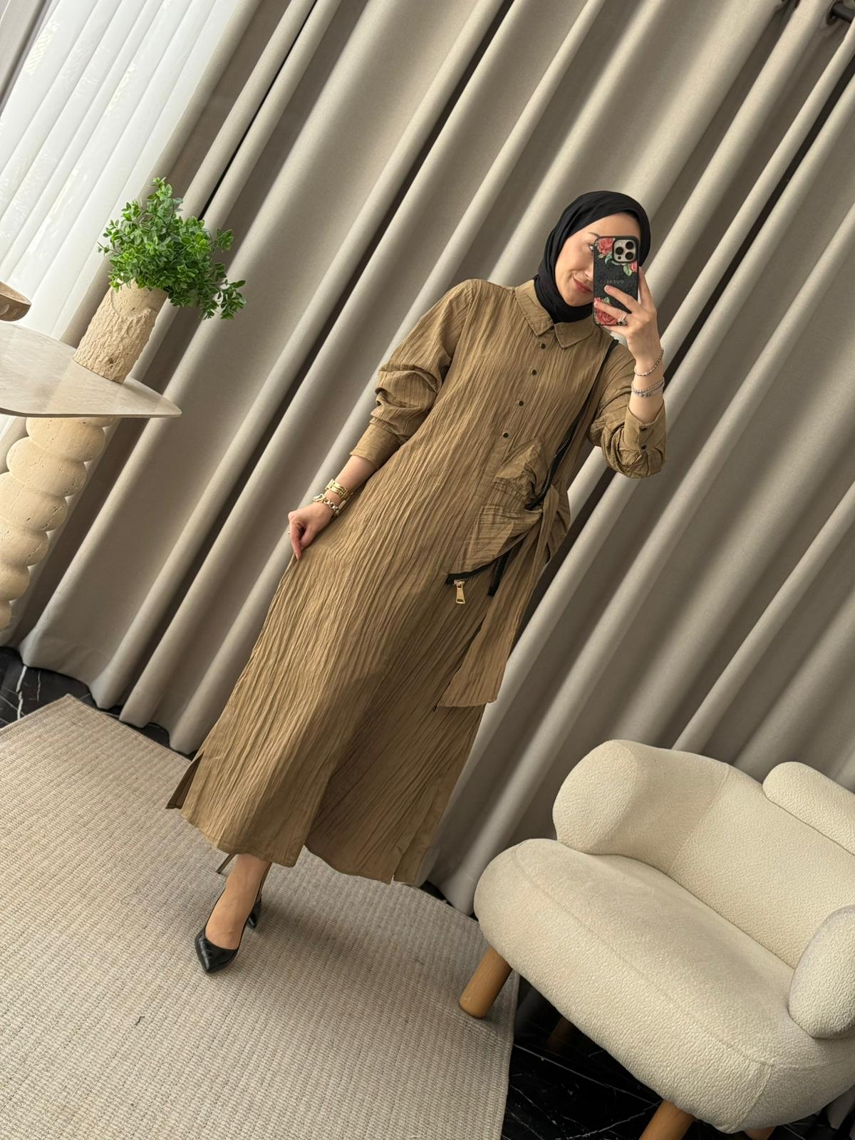 Lissmore Fermuar Detay Elbise  - Haki