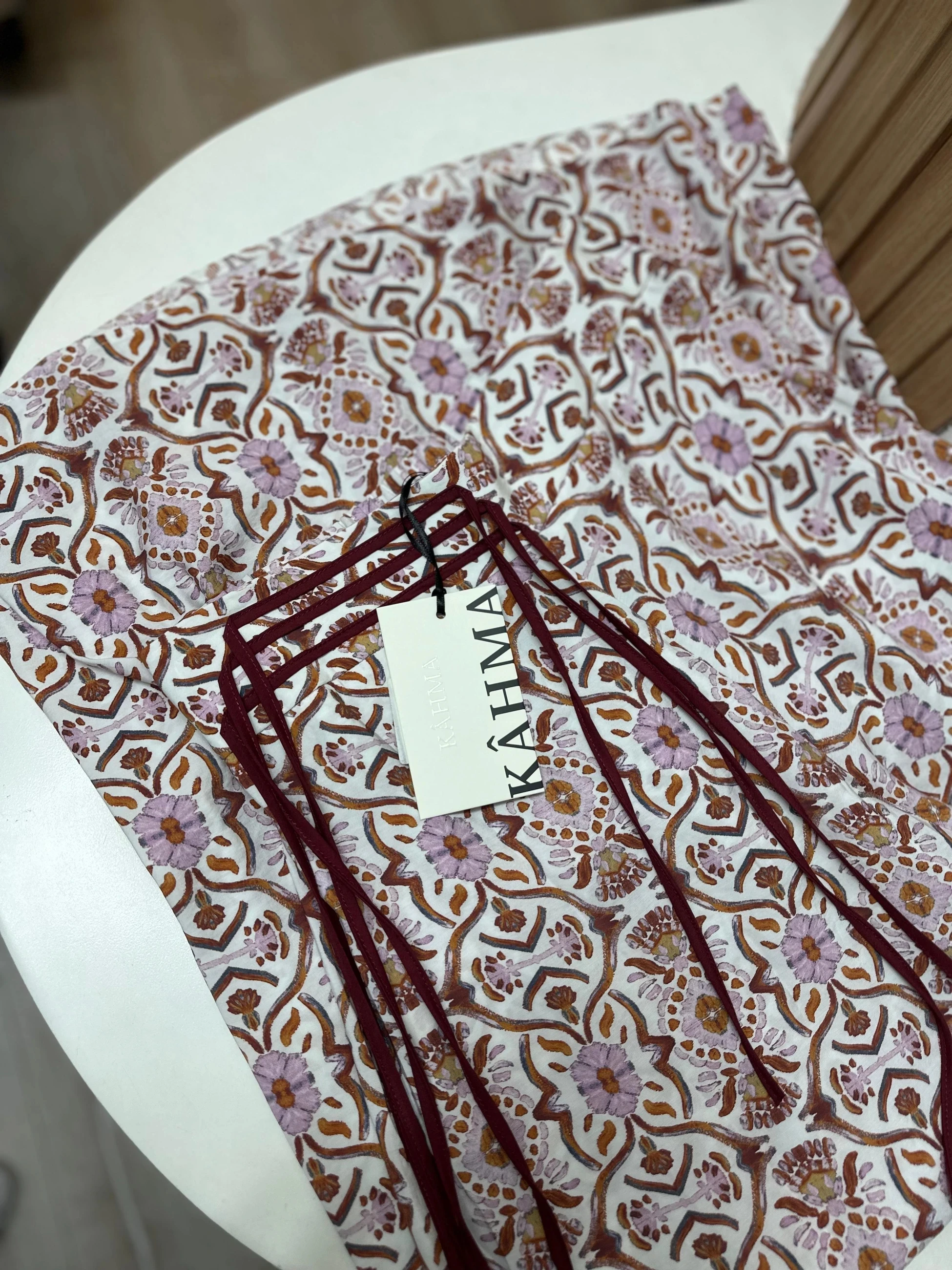 Kahma Desenli Pantolon - Pembe