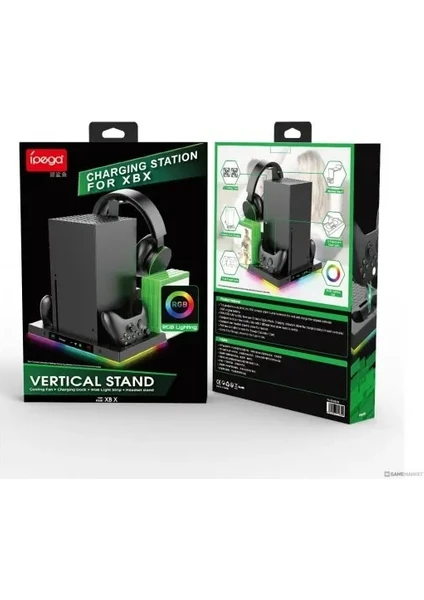 Xbox Series x Ledli Fanlı Şarj Istasyonlu Kulaklık Askılı Stand