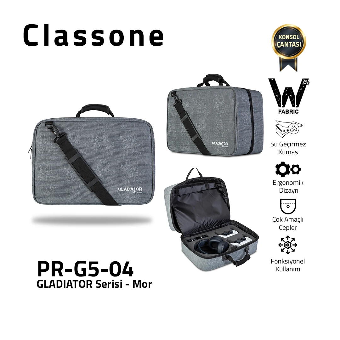 Classone PR-G5-08 Gladiatör G5 Seri Konsol Çantası-Antrasit Gri