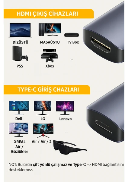 Xreal Adapter 4K-60Hz Xreal Type-C To Hdmi Adaptörü