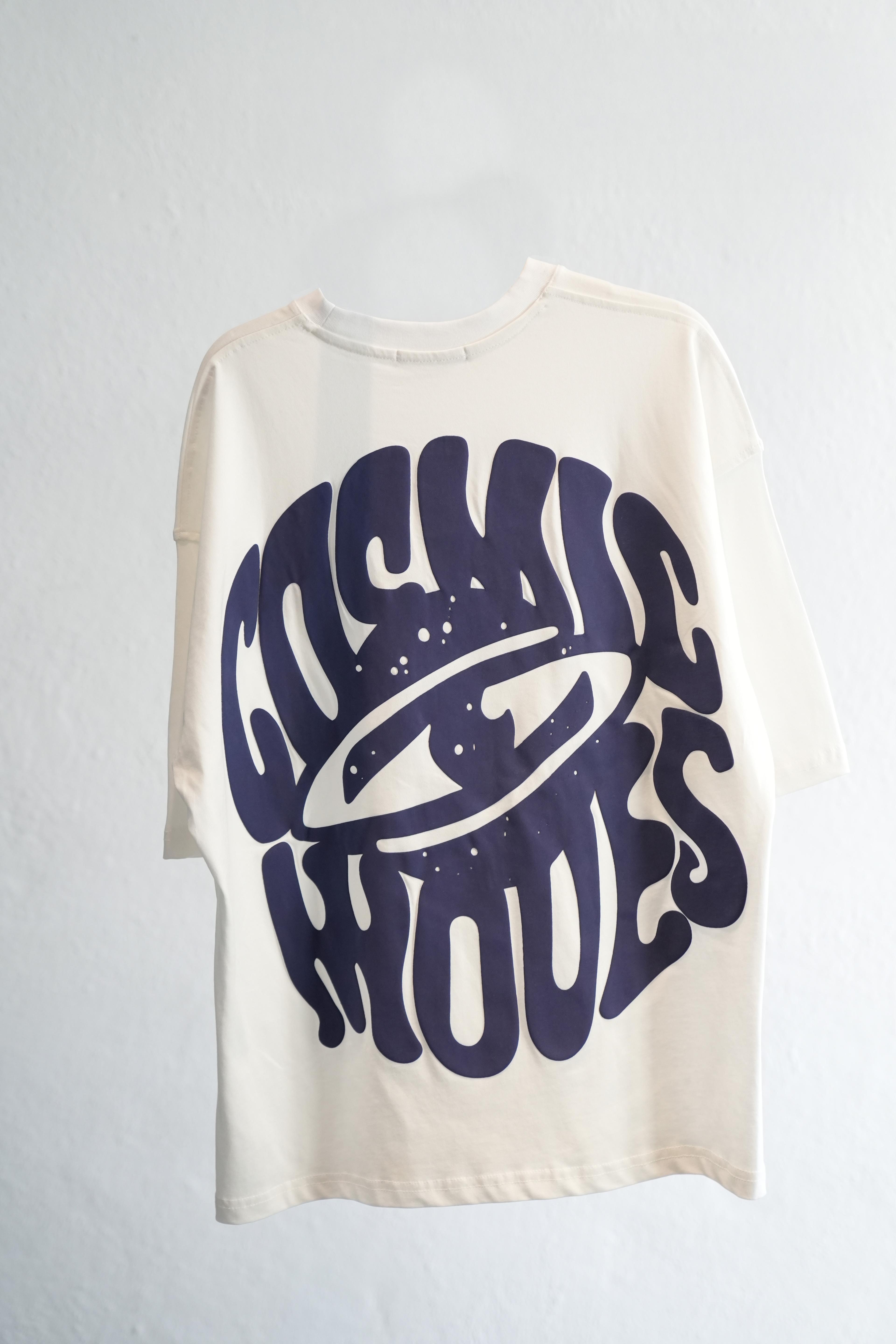 Cosmic Kabartma Baskılı Oversize Tshirt