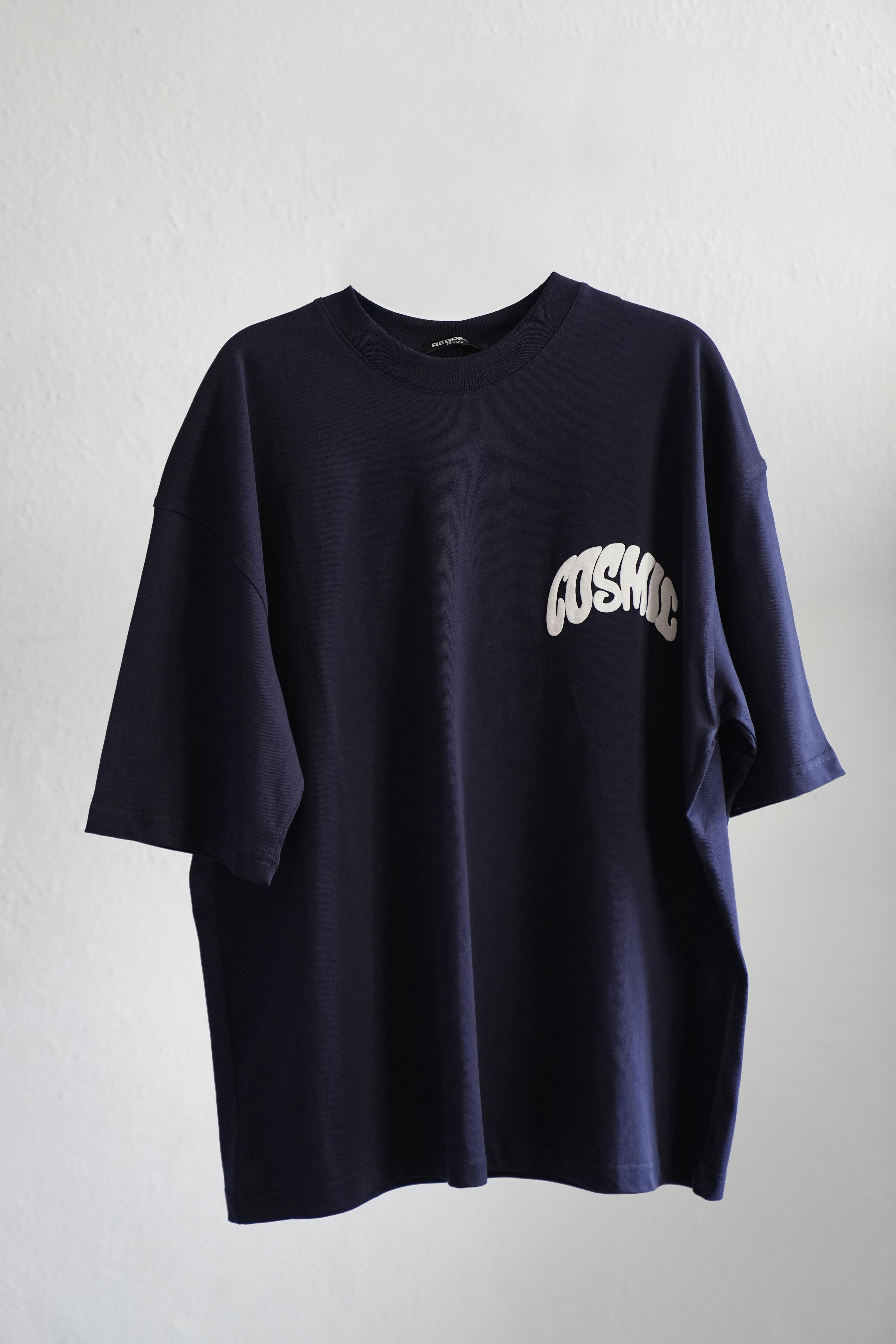 Cosmic Kabartma Baskılı Oversize Tshirt