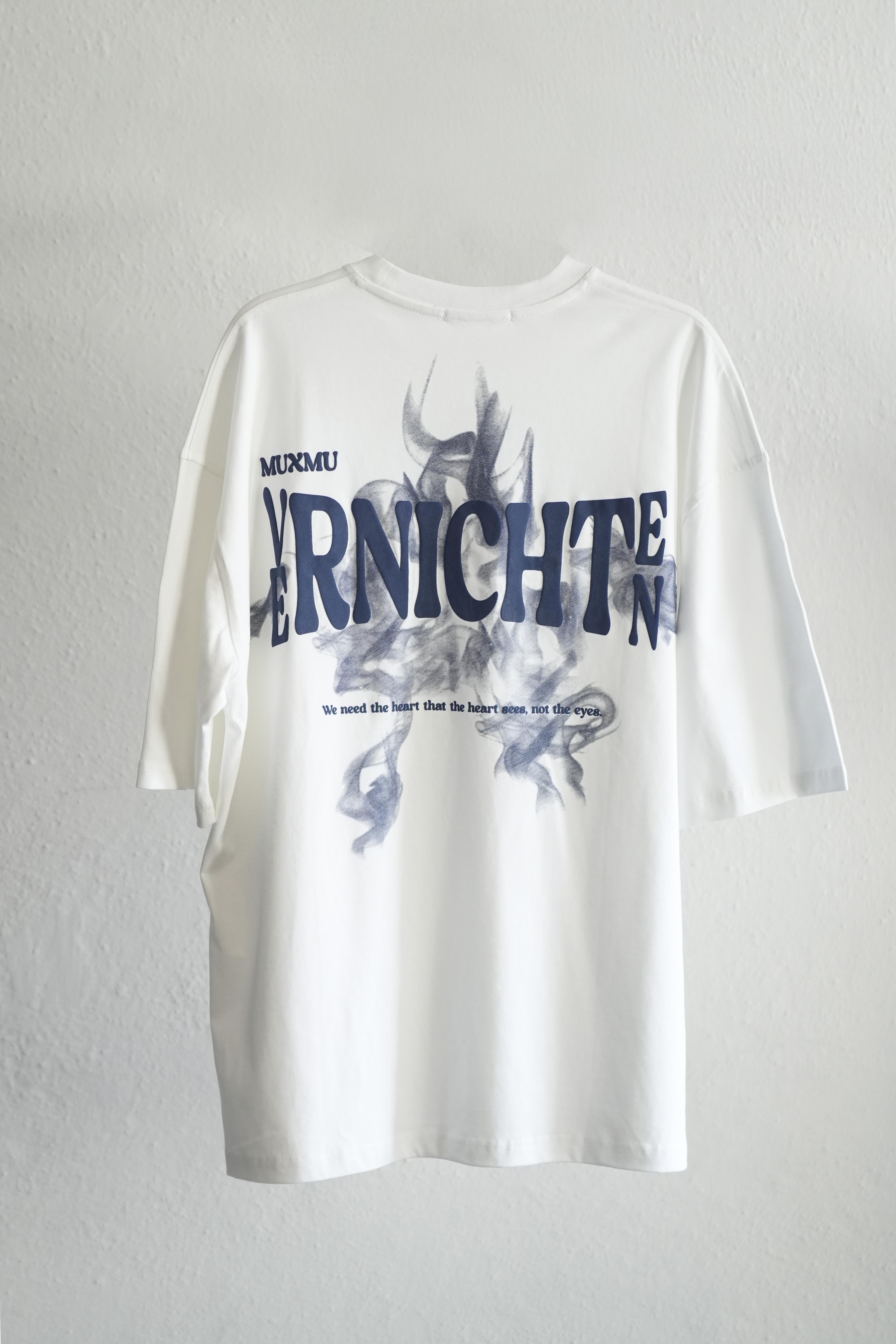 Vernichten Kabartma Baskılı Oversize Tshirt