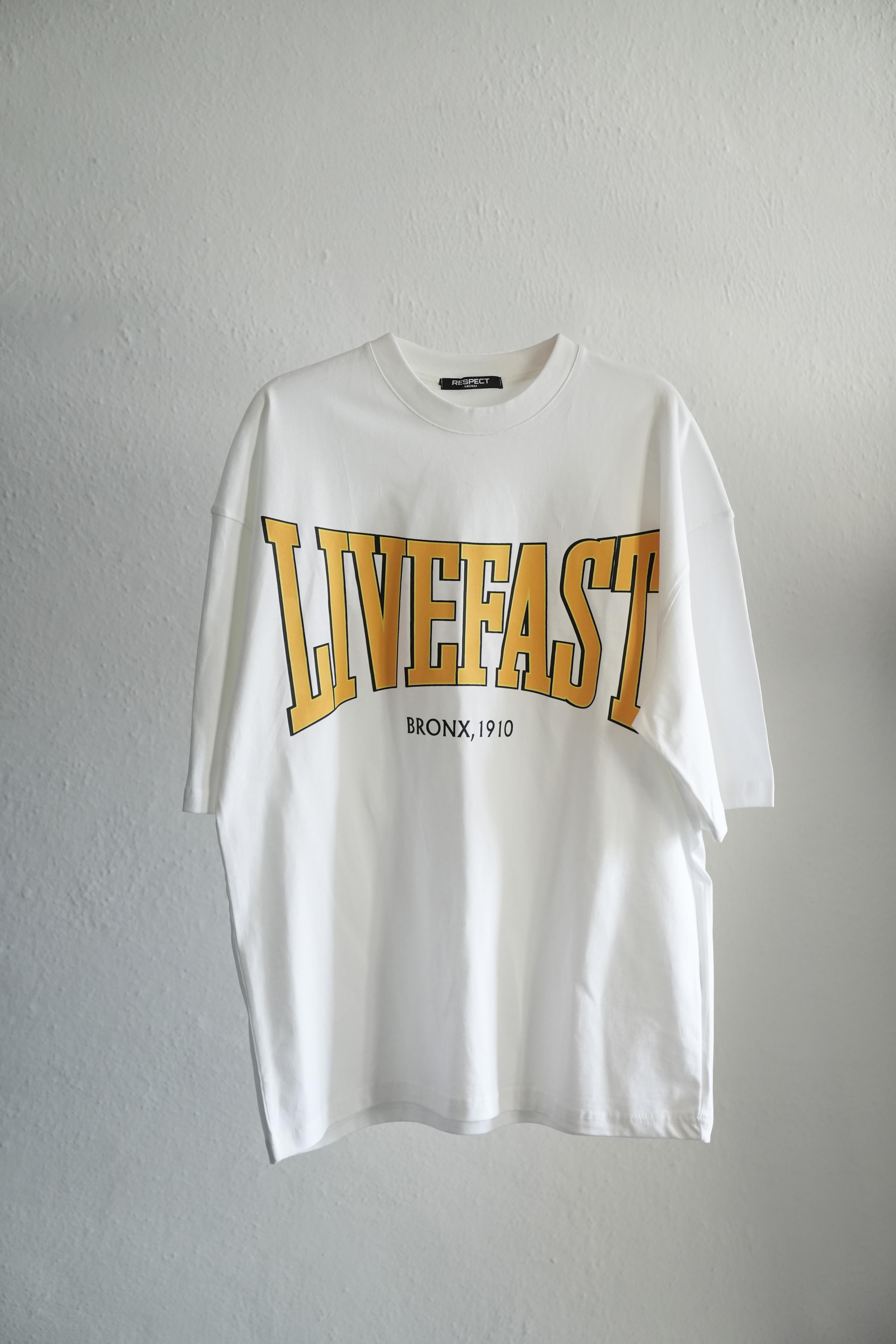 Live Fast Baskılı Oversize Tshirt