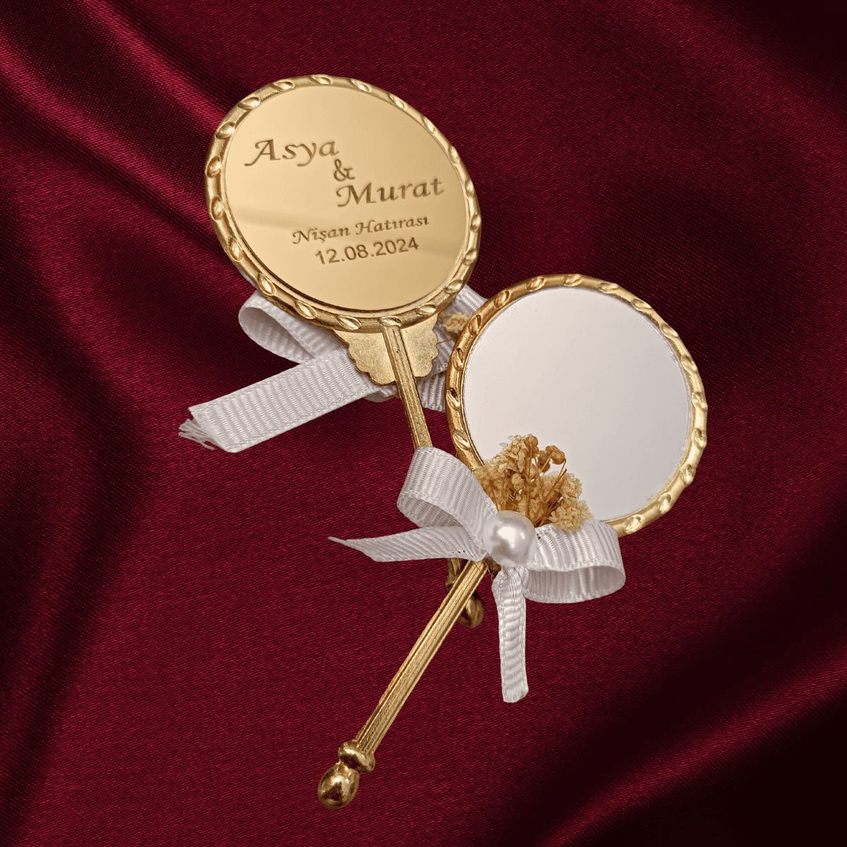 Kişiye Özel Gold Mini El Aynası – Düğün, Nişan, Kına ve Bekarlığa Veda Hediyesi