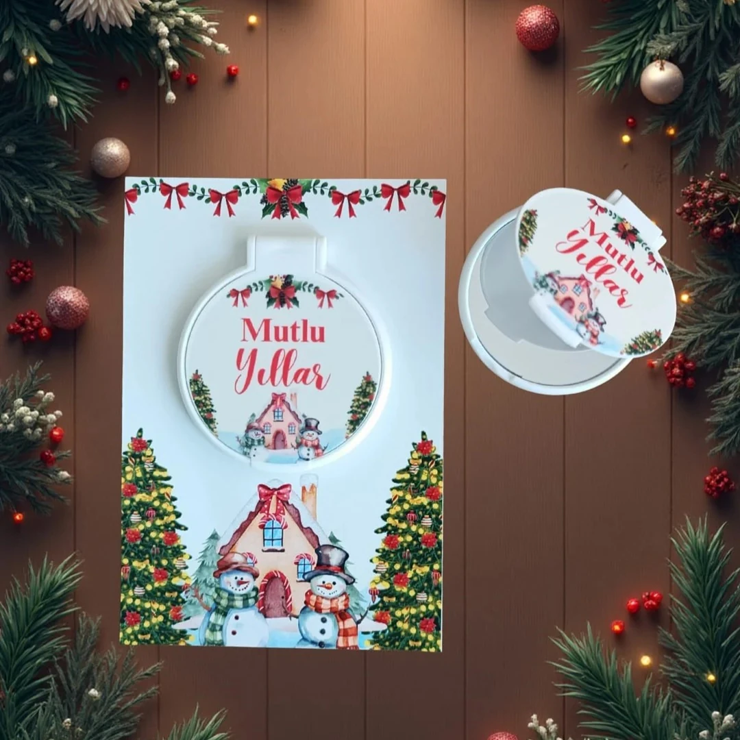 Yılbaşı Temalı Pleksi Ayna Kartlı – Şık Yeni Yıl Mini Hediyesi