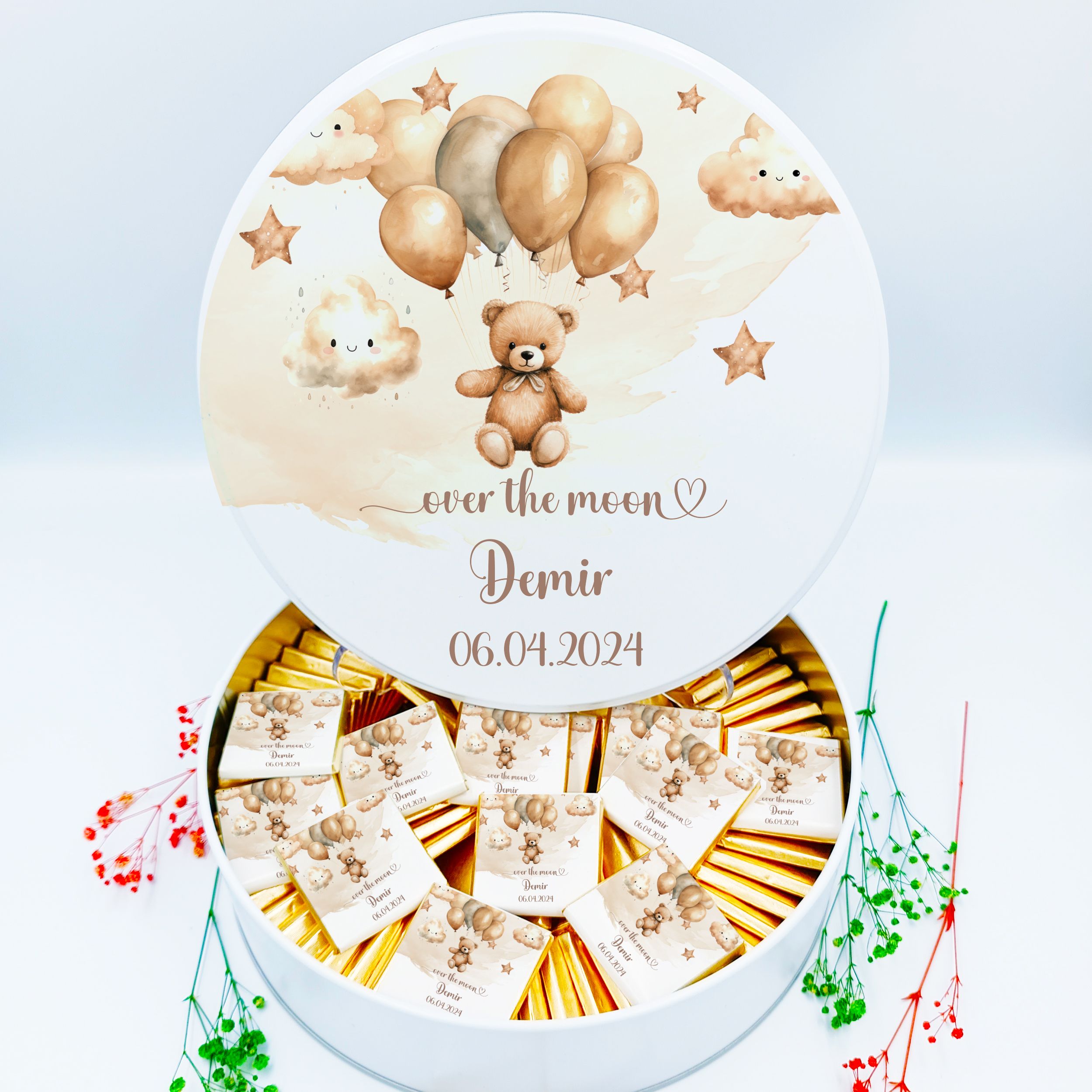  Personalized Baby Chocolate,Newborn  Favors, Birthday Gifts B100