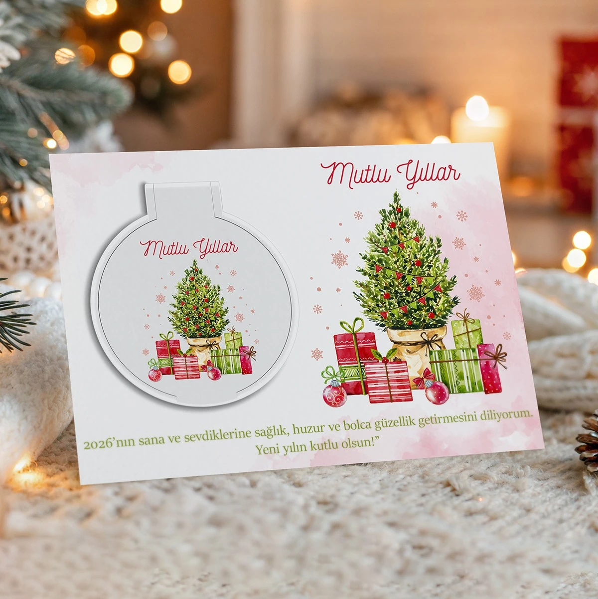 Yılbaşı Temalı Pleksi Ayna Kartlı – Şık Yeni Yıl Mini Hediyesi