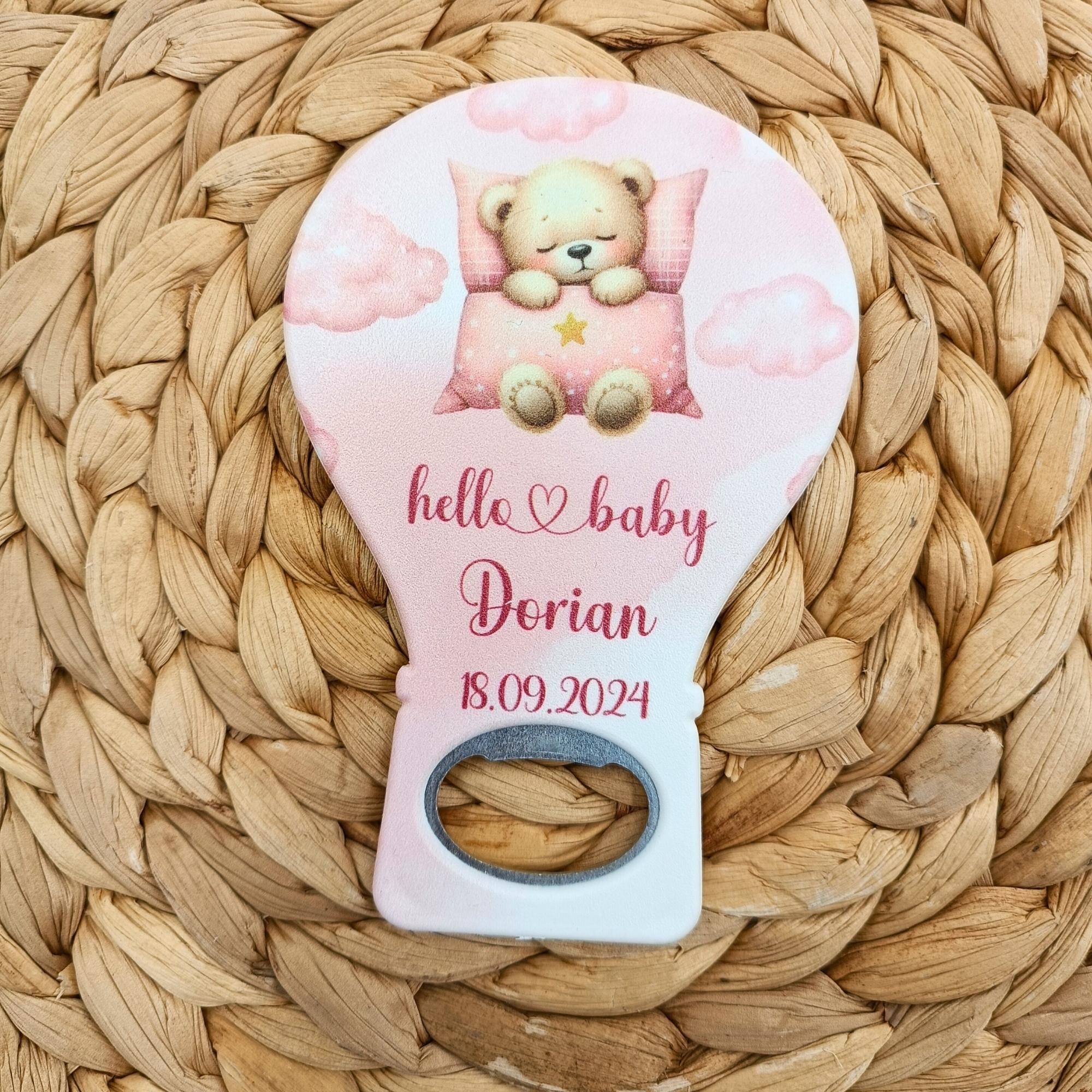 Balloon Shaped Baby Magnet B92, Baby Gift Magnet, Customized Cap Opener, Birthday or Baptism Event, Baby Shower Favors