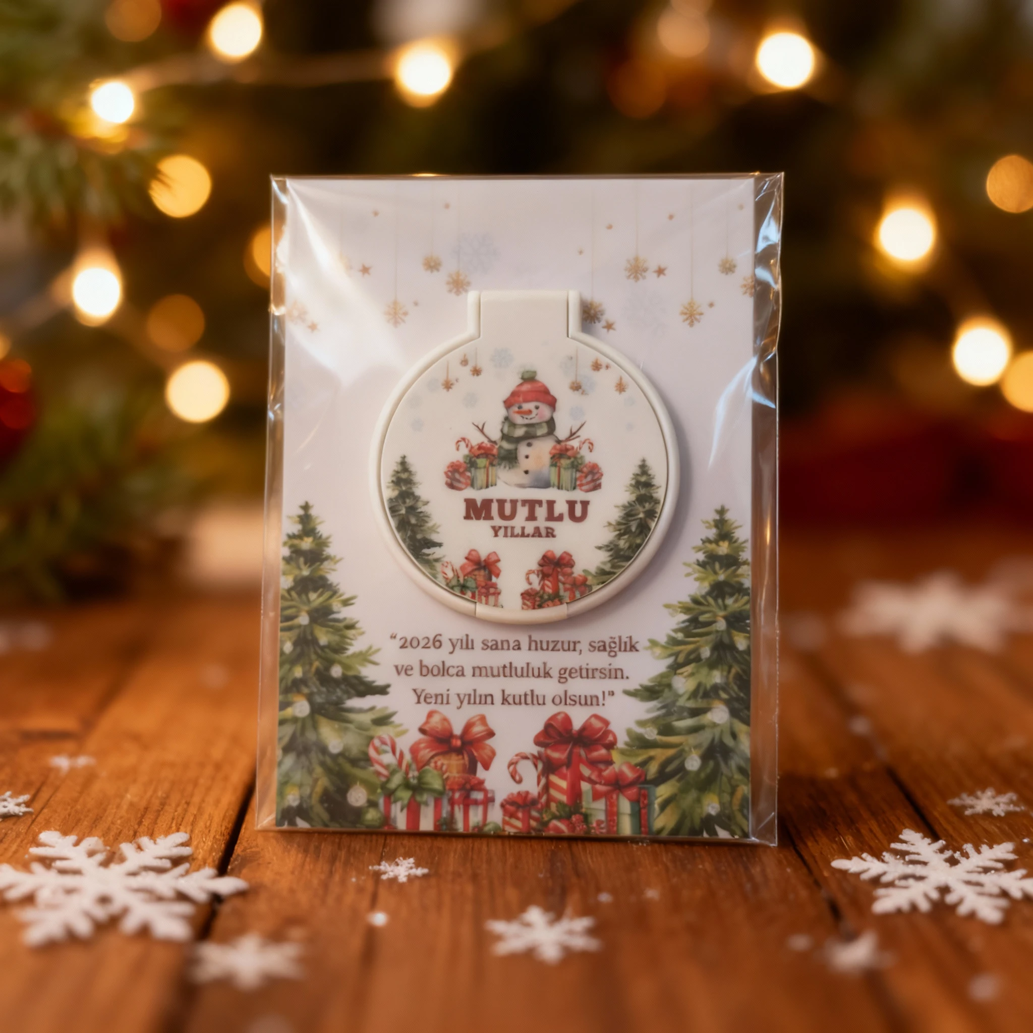 Yılbaşı Kartlı Mini Pleksi Ayna – Yeni Yıl Hediyelik Aksesuar