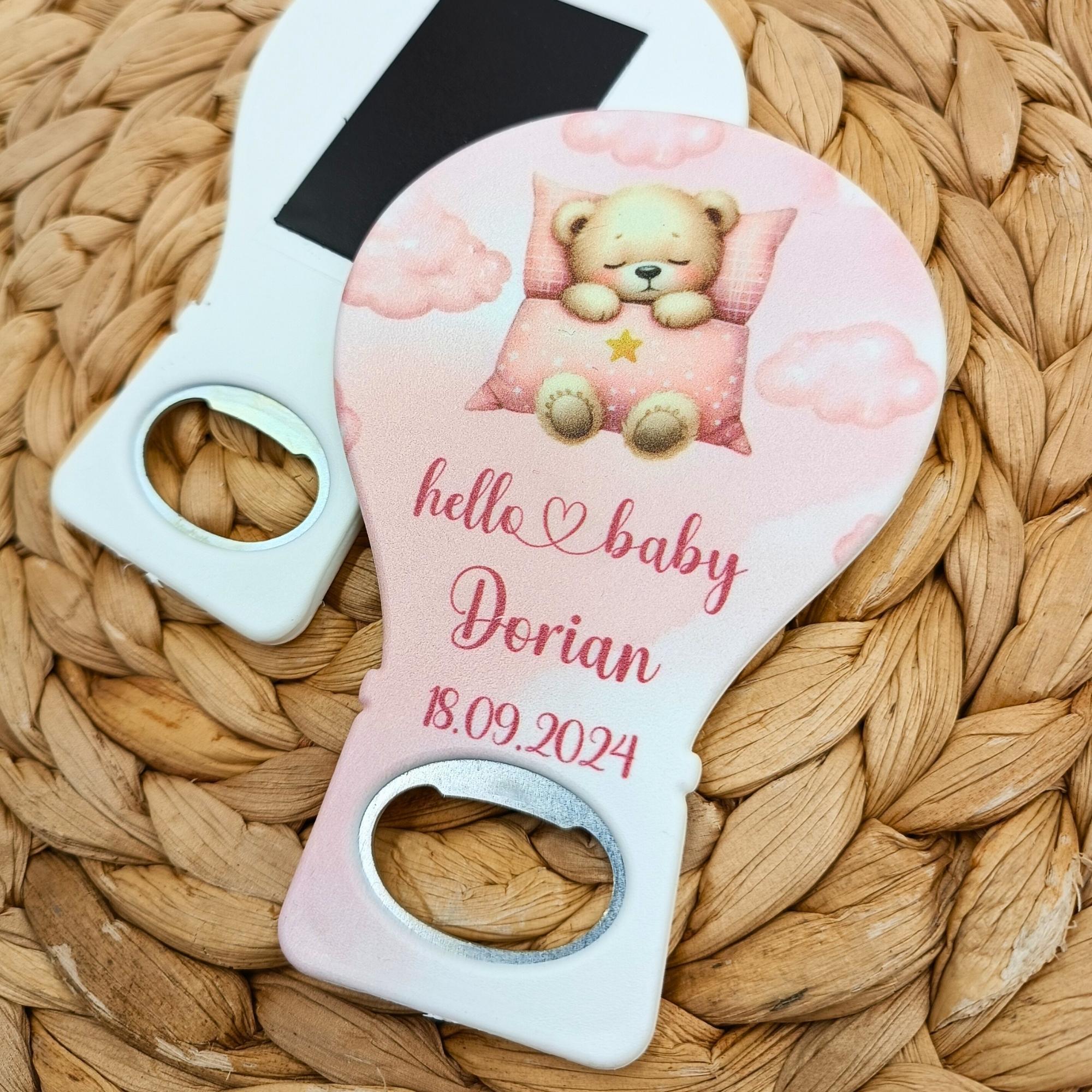 Balloon Shaped Baby Magnet B92, Baby Gift Magnet, Customized Cap Opener, Birthday or Baptism Event, Baby Shower Favors