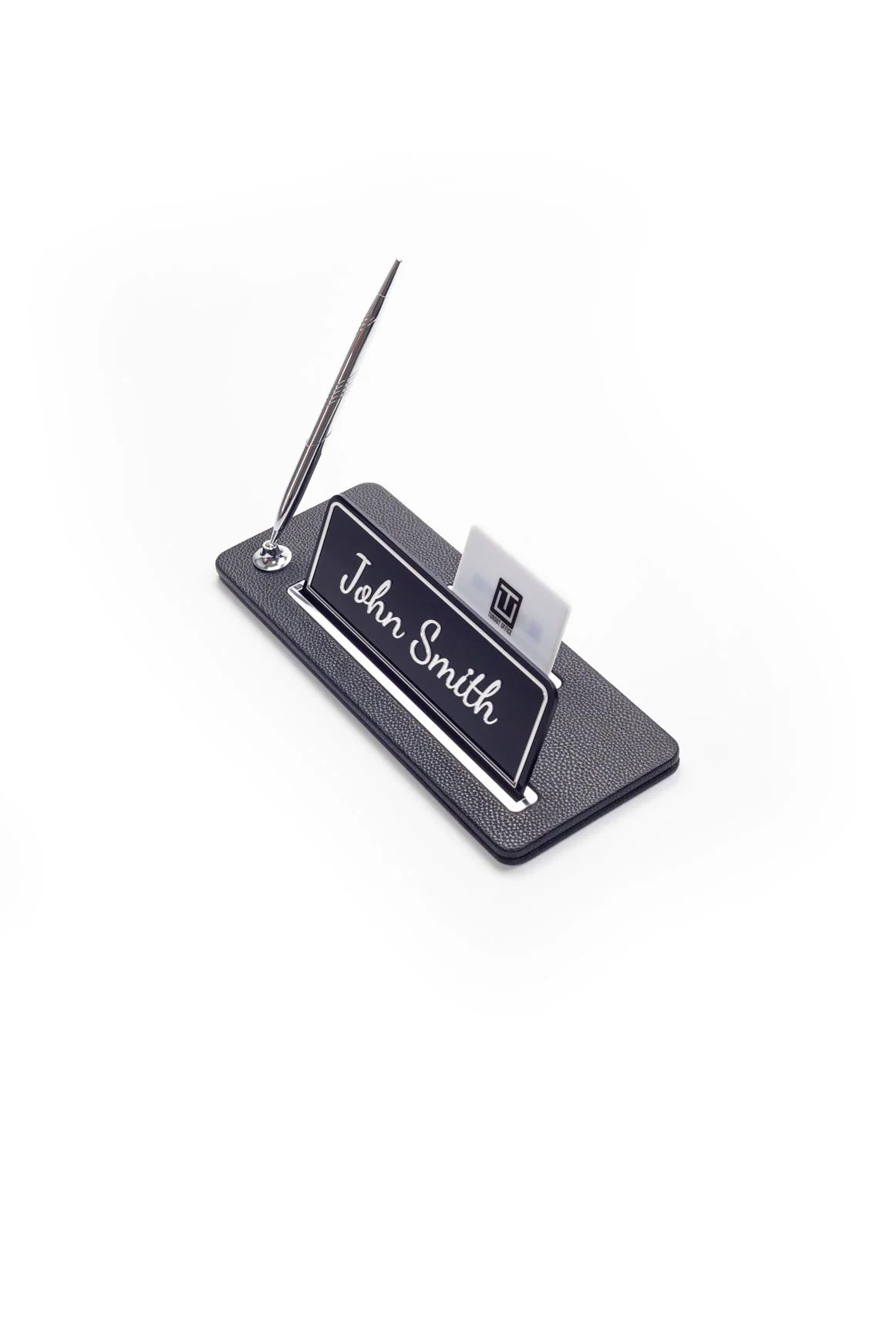 Cavalli Tek Kalemli Deri Masa İsimliği Siyah Krom Detaylı, Modern ve Şık Ofis Masa Aksesuarı, Premium Kalitede Kişiye Özel Deri İsimlik Hediyesi