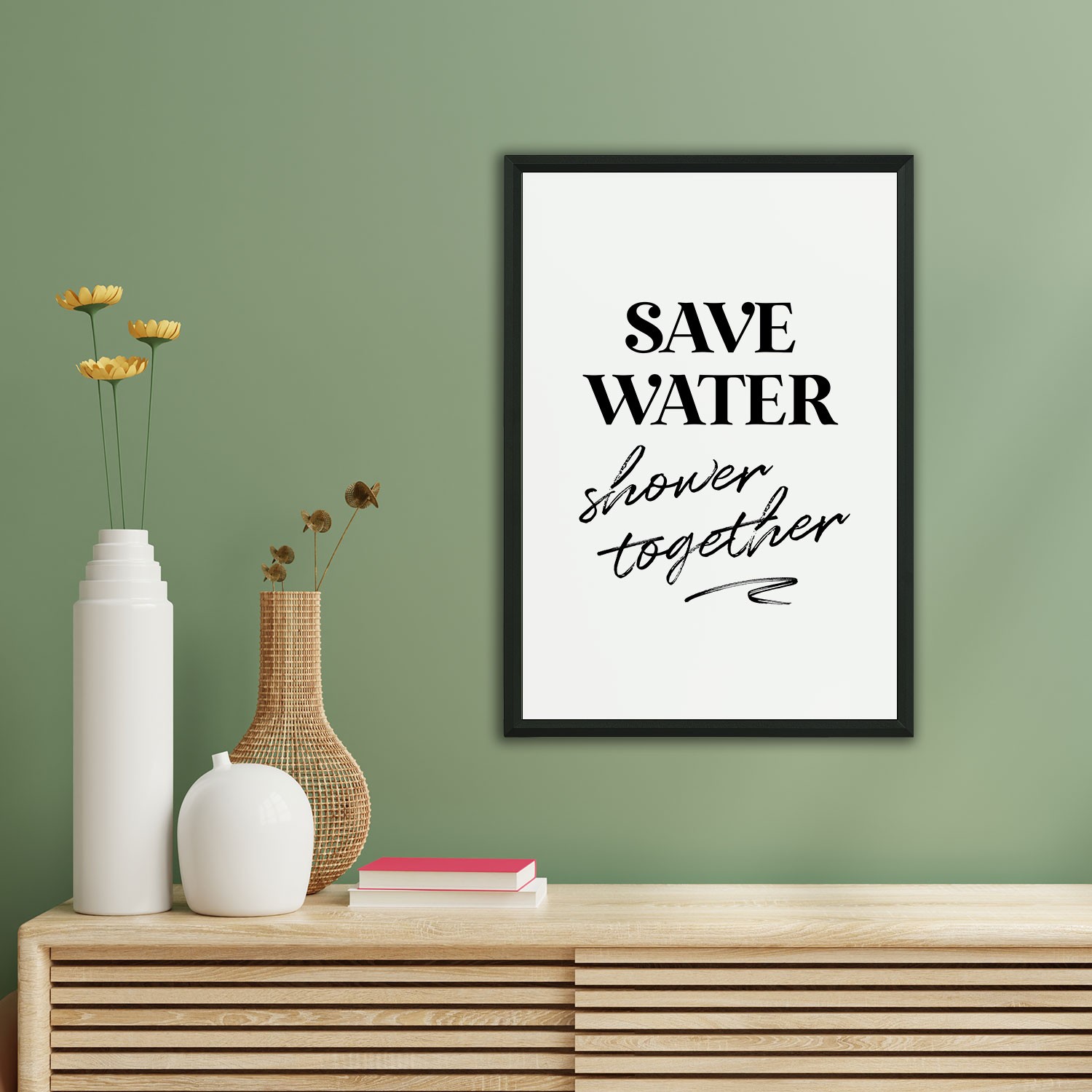 Save Water Shower Together Dekoratif Çerçeve