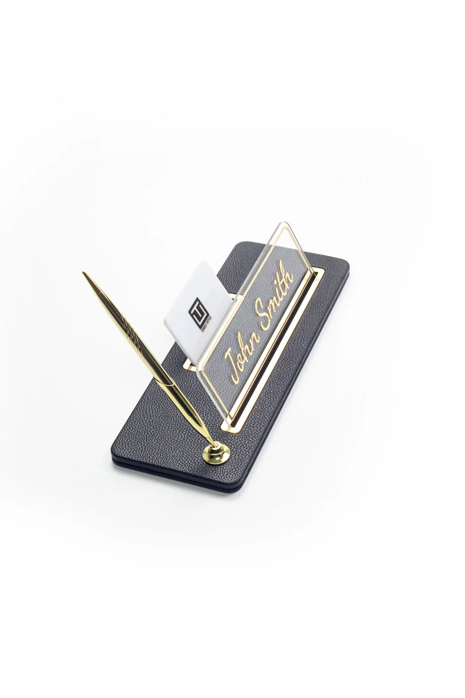 Cavalli Tek Kalemli Deri Masa İsimliği Siyah Gold Detaylı, Lüks ve Şık Ofis Masa Aksesuarı, Premium Kalitede Kişiye Özel Deri İsimlik Hediyesi