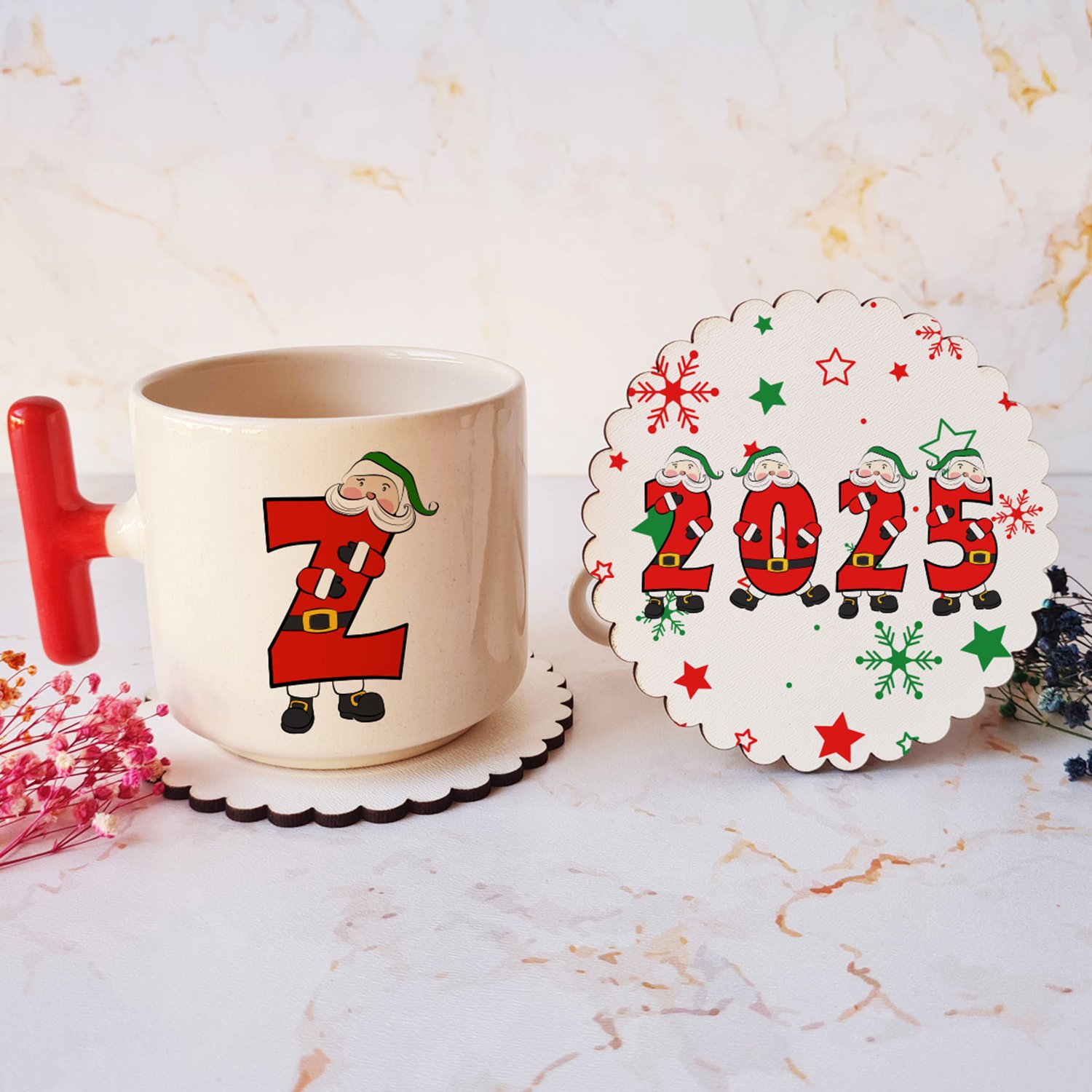 Yeni Yıl Özel Seri: Z Harfli Kupa ve Bardak Altlığı Seti 🎄☕ 02