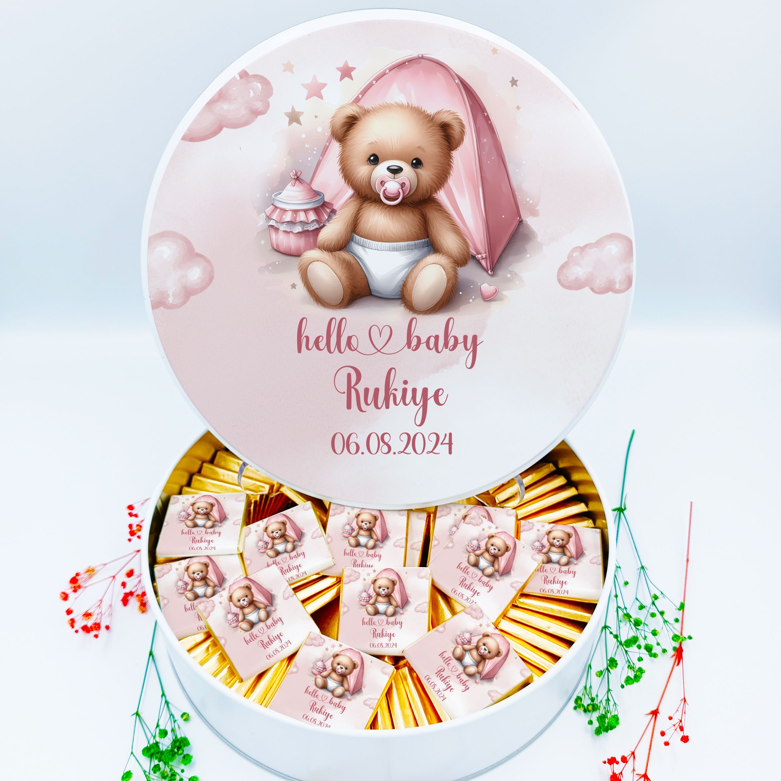 Bebek Çikolatası B61, Kişiye Özel Baby Shower Çikolata , Kız Bebek Çikolatası