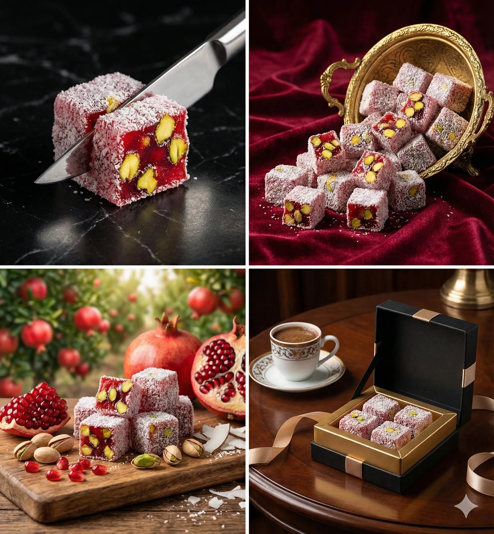 Hindistan Cevizli Antep Fıstıklı Narlı Duble Lokum 250 gr