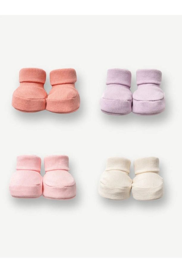 Fitilli Esnek Kız Bebek Patiği 4lü Set