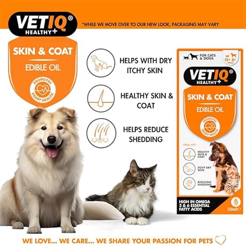 VetIQ Skin & Coat Edible Oil (Kedi ve Köpekler İçin Deri Tüy Bakım Yağı) - 250 ml