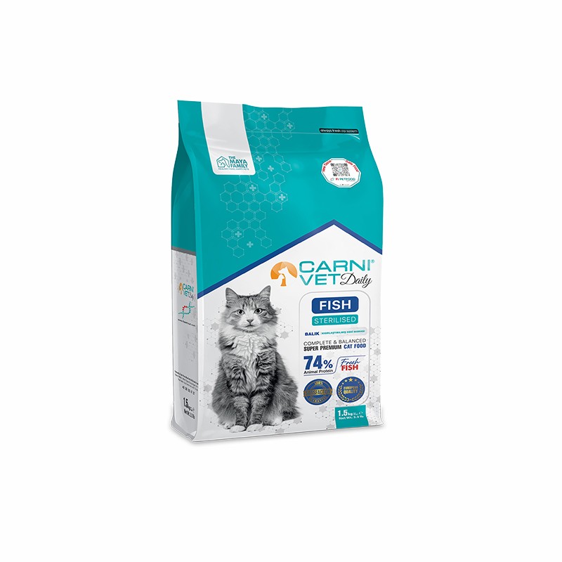 Carni Vet Daily Kısırlaştırılmış Balıklı Yetişkin Kedi Maması – 1.5 kg