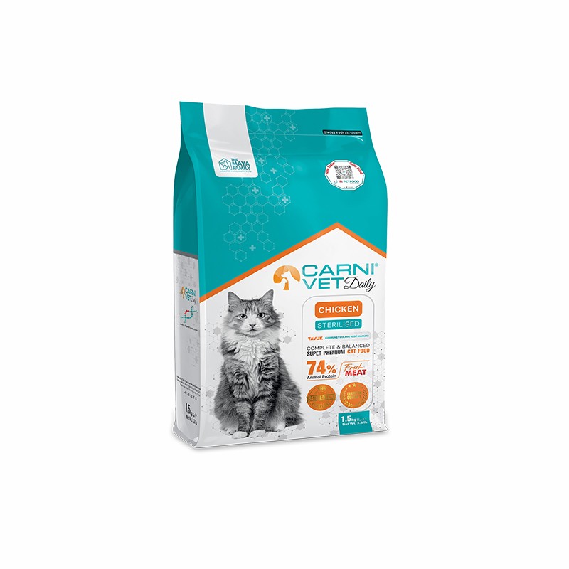 Carni Vet Daily Kısırlaştırılmış Tavuklu Yetişkin Kedi Maması – 1.5 kg