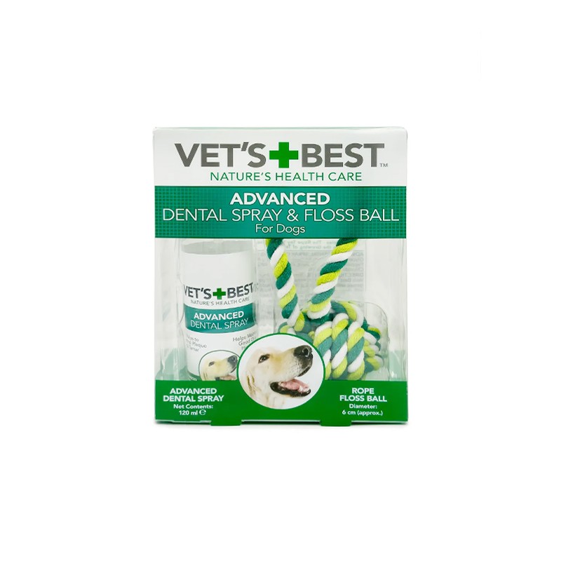 Vet's + Best Köpekler İçin Ağız Diş Sağlığı Bakım Spreyi (120 ml) ve Diş Temizleyici Oyuncak Halat Top