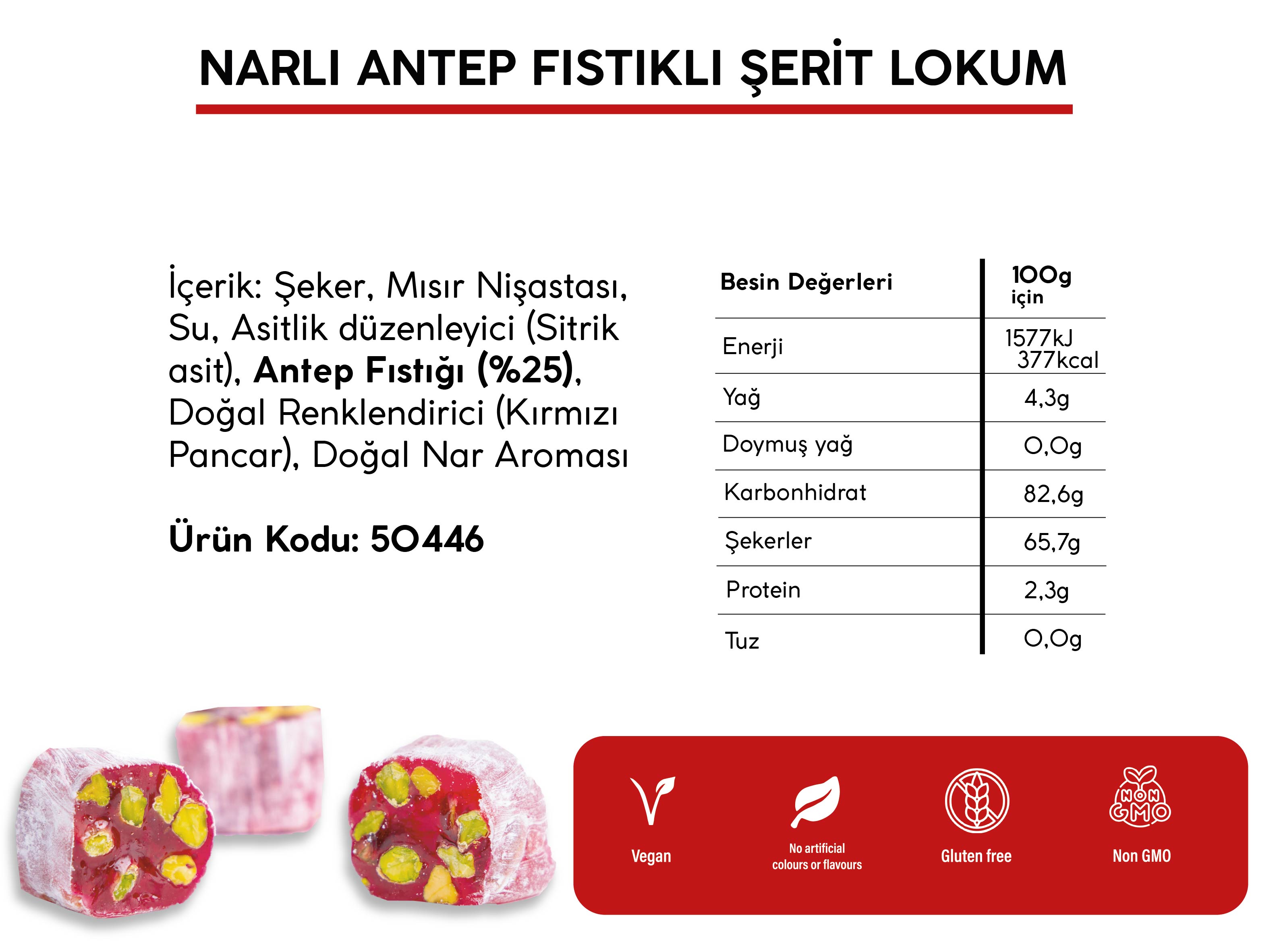 NARLI ANTEP FISTIKLI ŞERİT LOKUM (5KG)