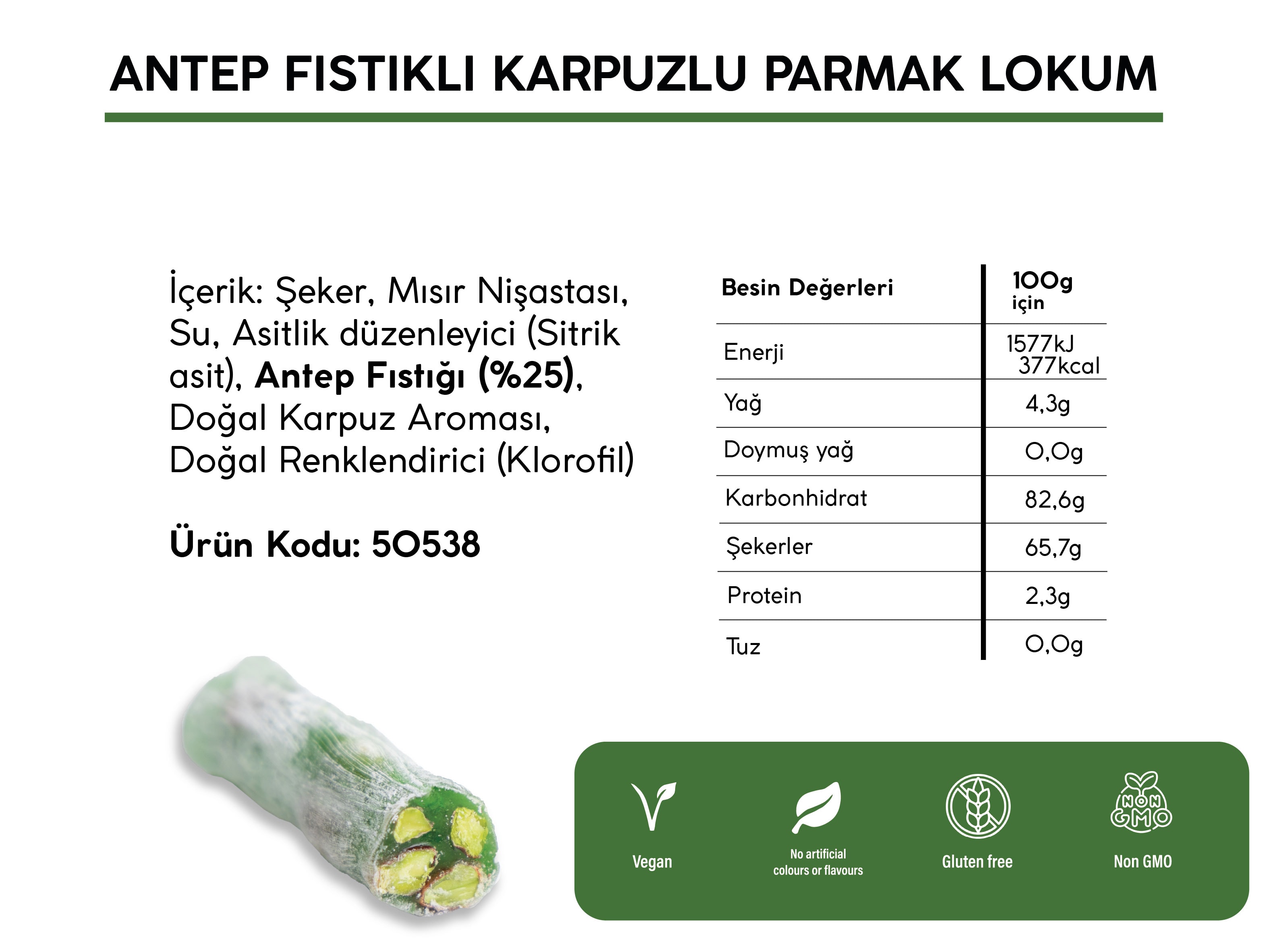 ANTEP FISTIKLI KARPUZLU PARMAK LOKUM (5KG)