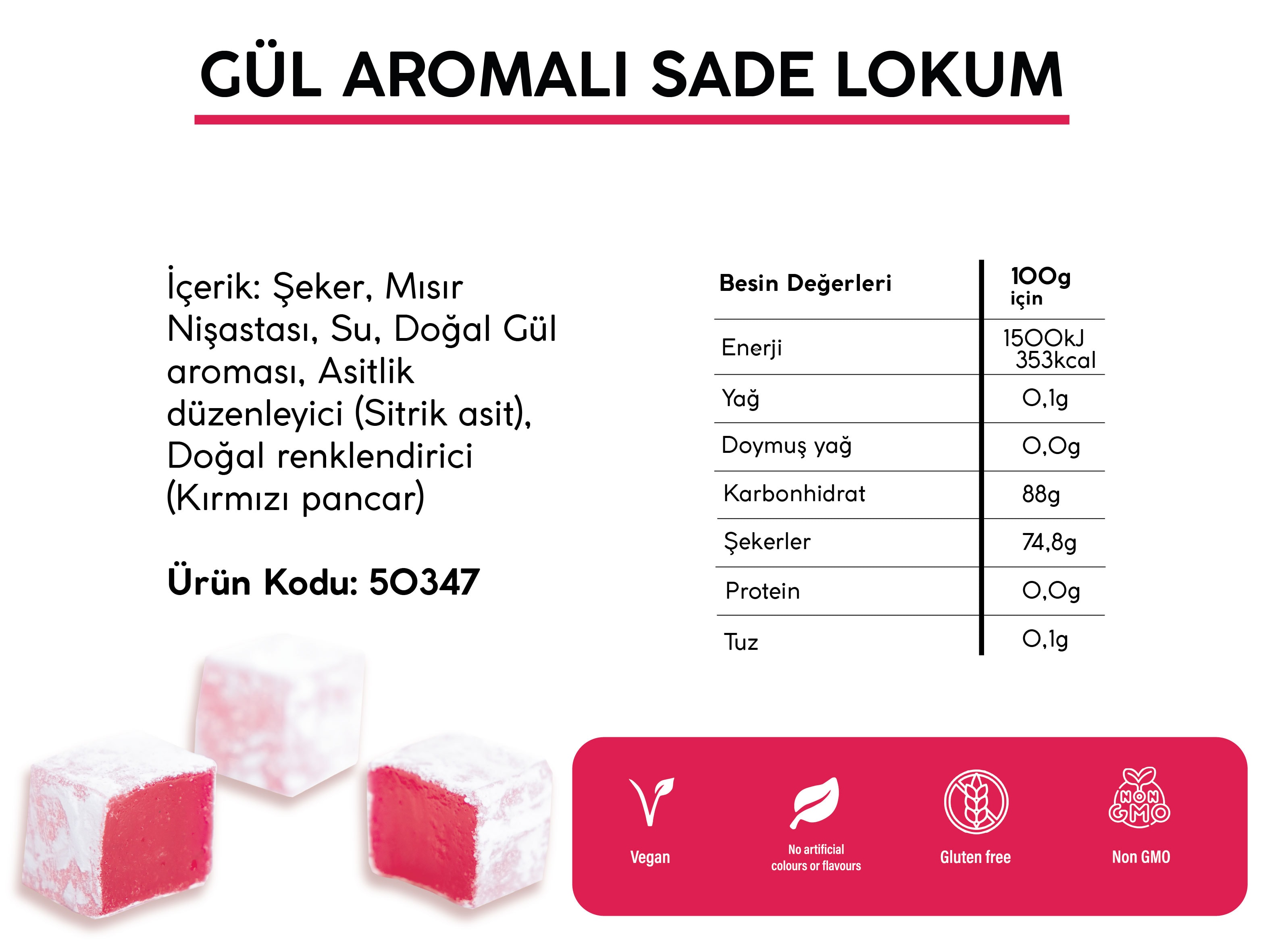 GÜL AROMALI SADE LOKUM (5KG)