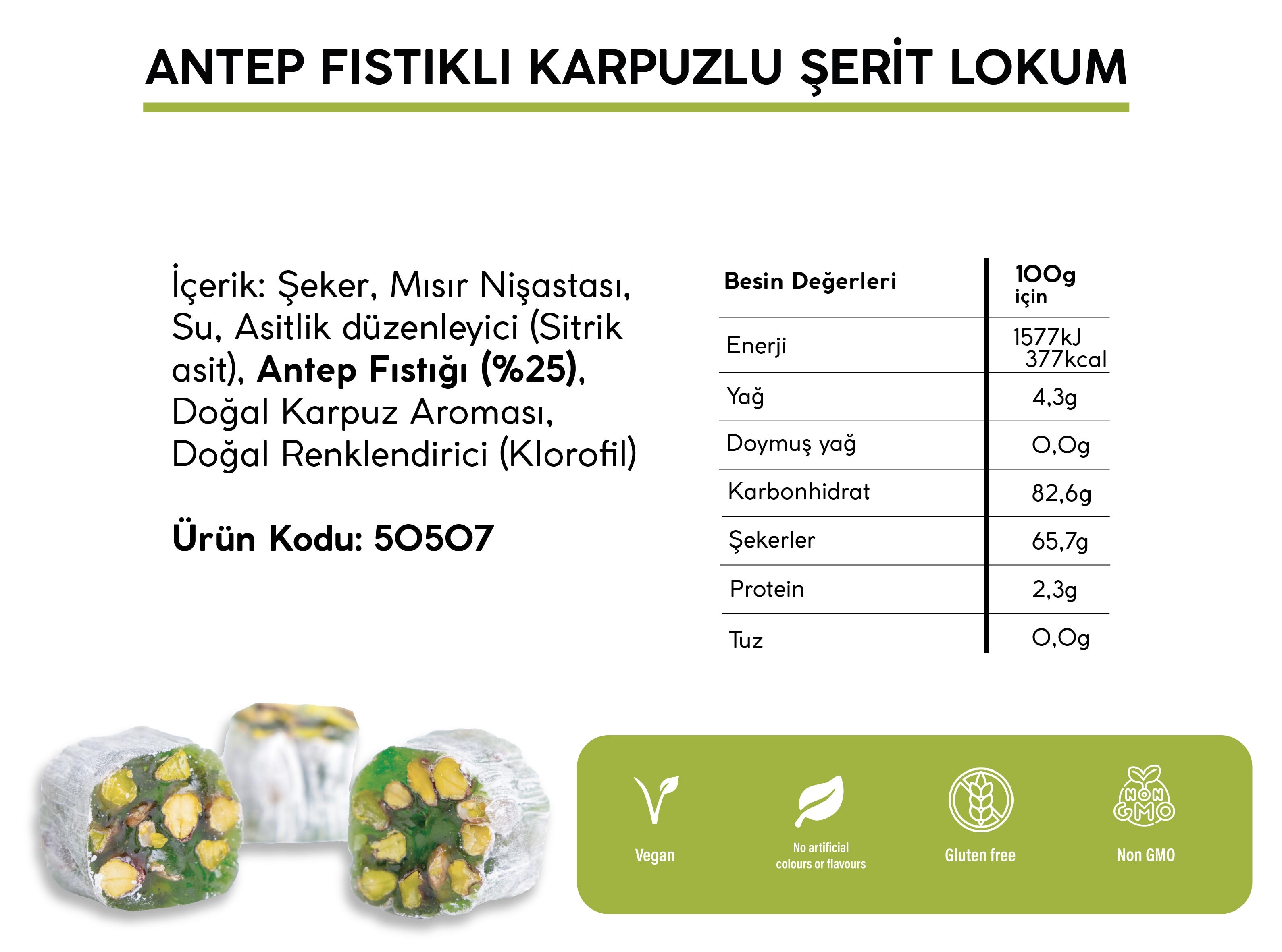 ANTEP FISTIKLI KARPUZLU ŞERİT LOKUM (5KG)