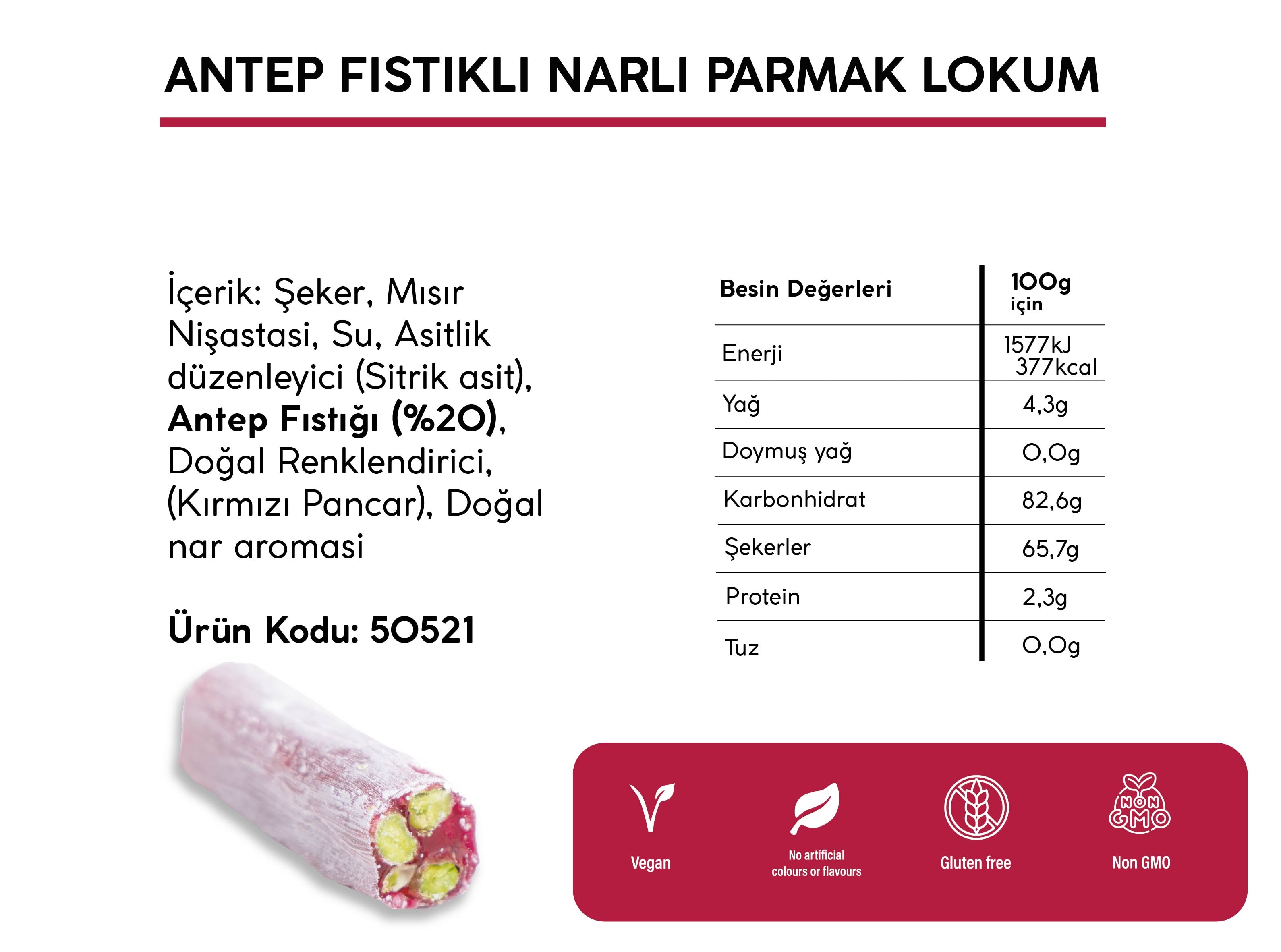 ANTEP FISTIKLI NARLI PARMAK LOKUM (5KG)