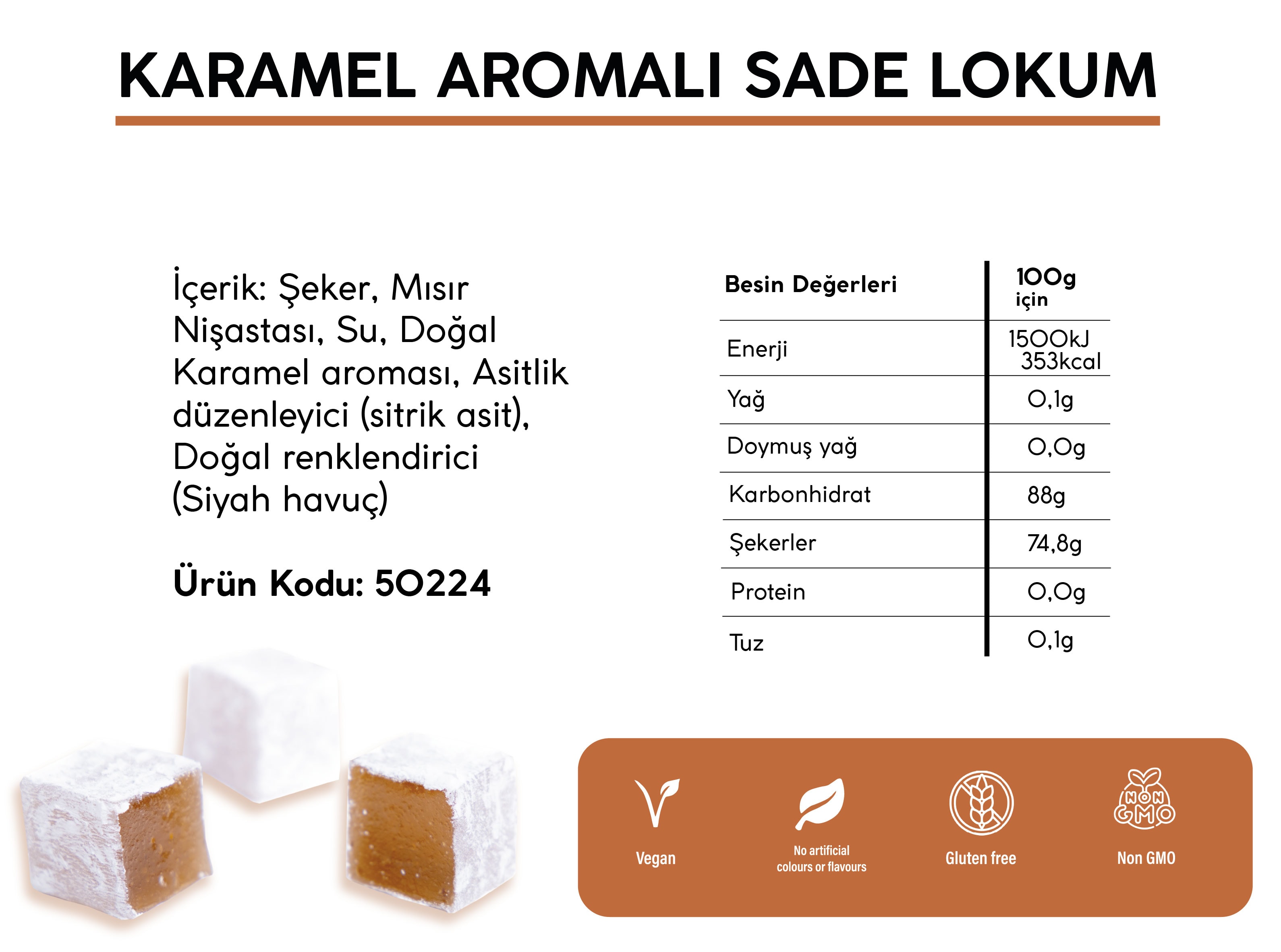 KARAMEL AROMALI SADE LOKUM (5KG)