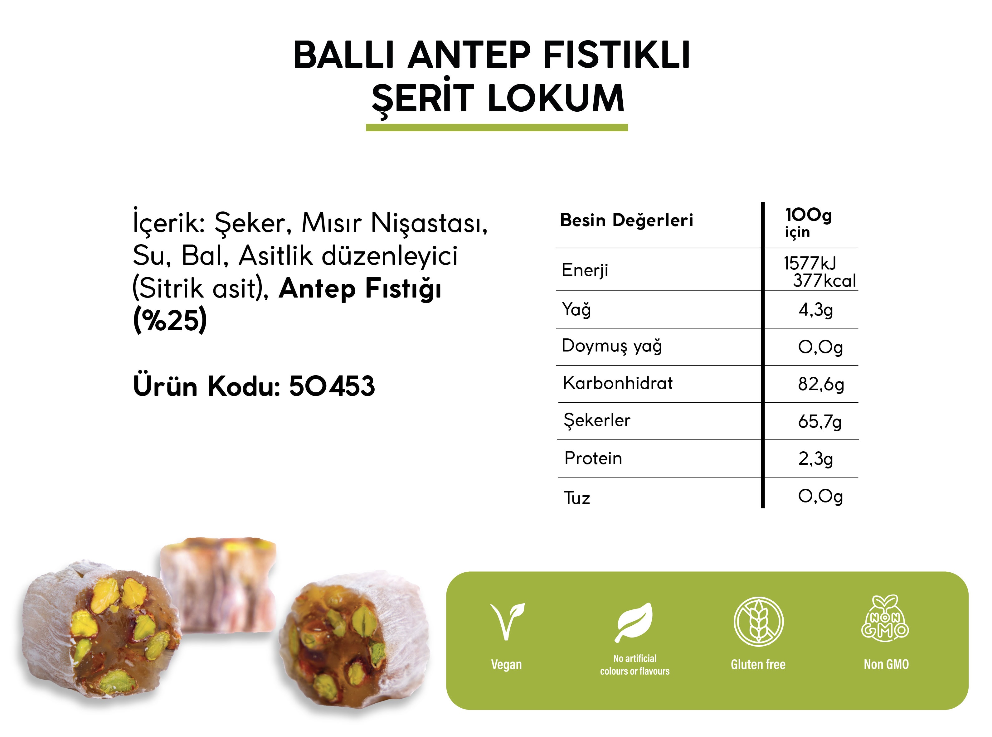 BALLI ANTEP FISTIKLI ŞERİT LOKUM (5KG)