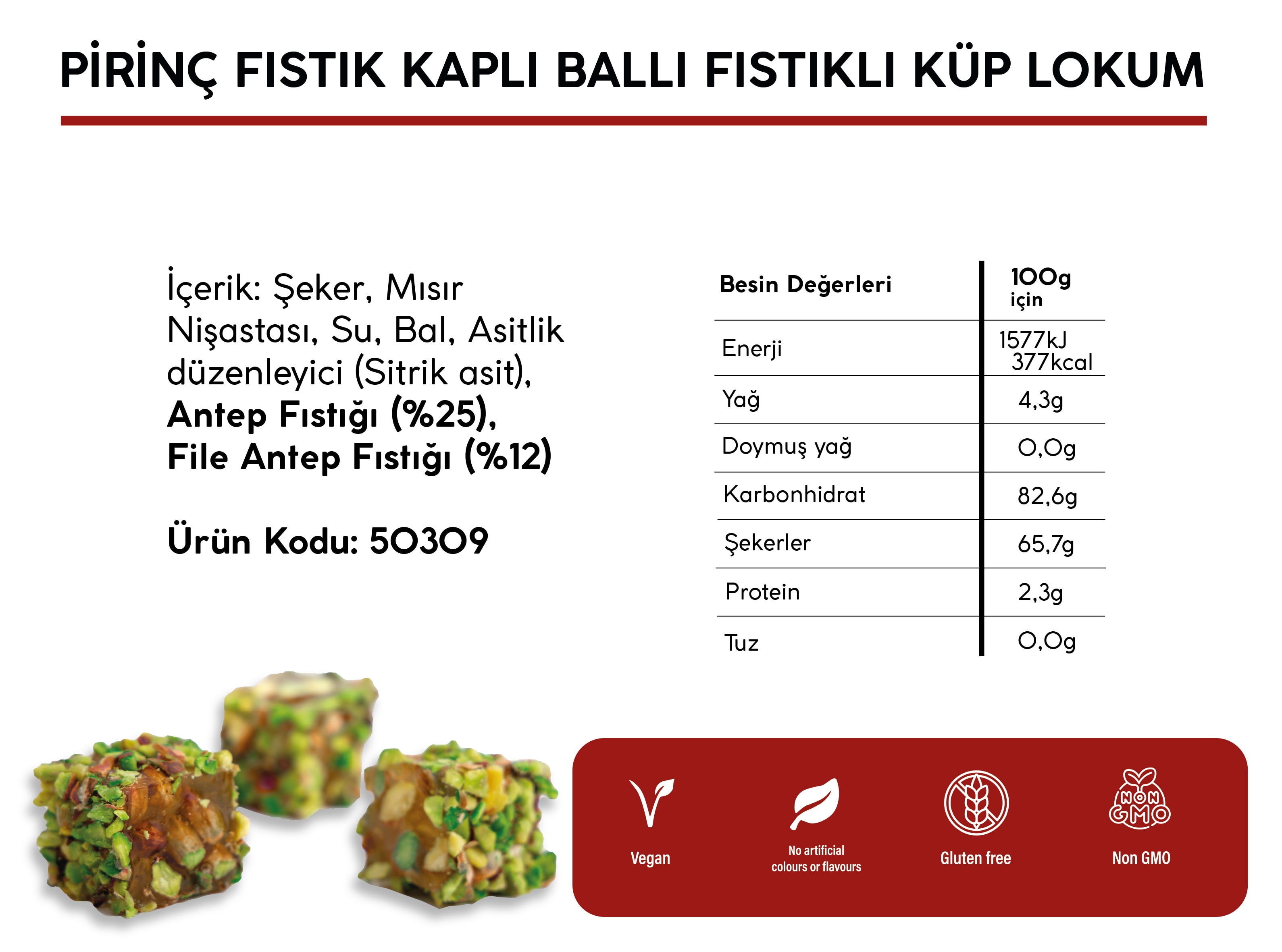 PİRİNÇ FISTIK KAPLI BALLI FISTIKLI KÜP LOKUM (5KG)